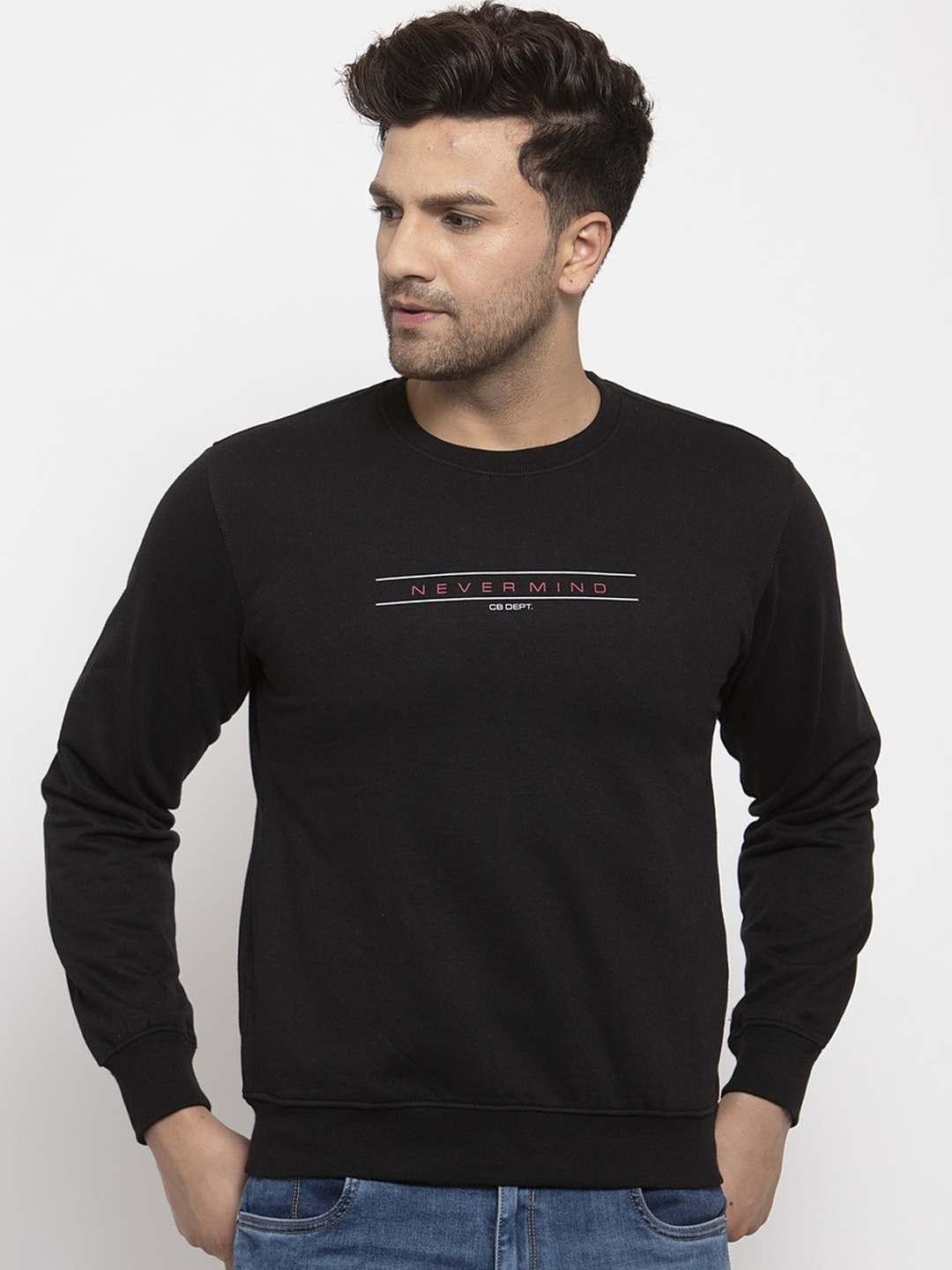 

Cantabil Men Black Printed Sweatshirt