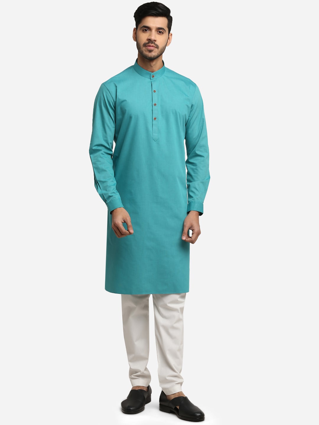 

Modi Kurta Men Sea Green Mandarin Collar Kurta
