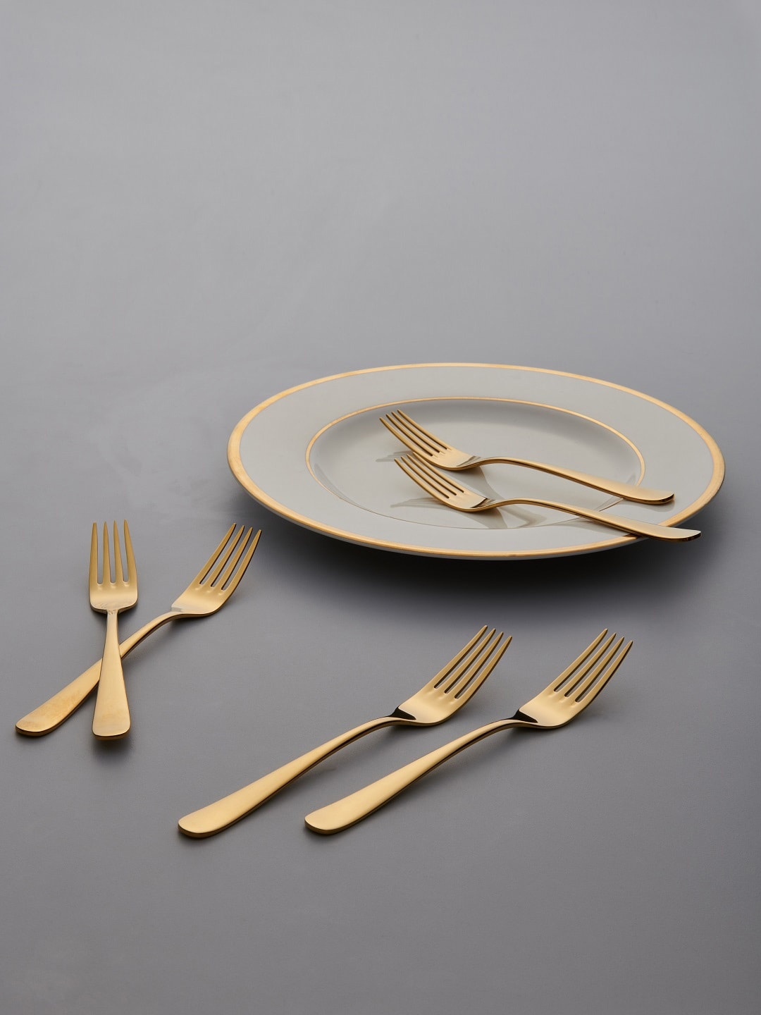 

Pure Home and Living Set of 6 Golden Dessert Forks Set, Gold