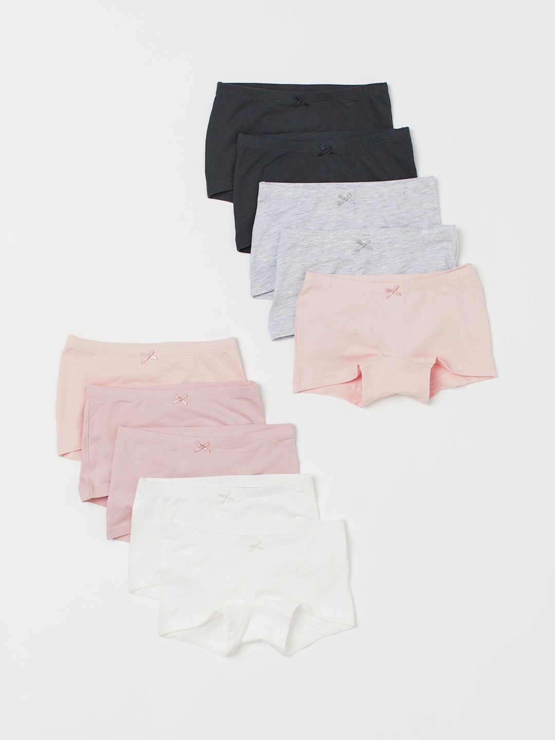 

H&M Girls Multicoloured Solid 10-pack cotton boxer briefs, White