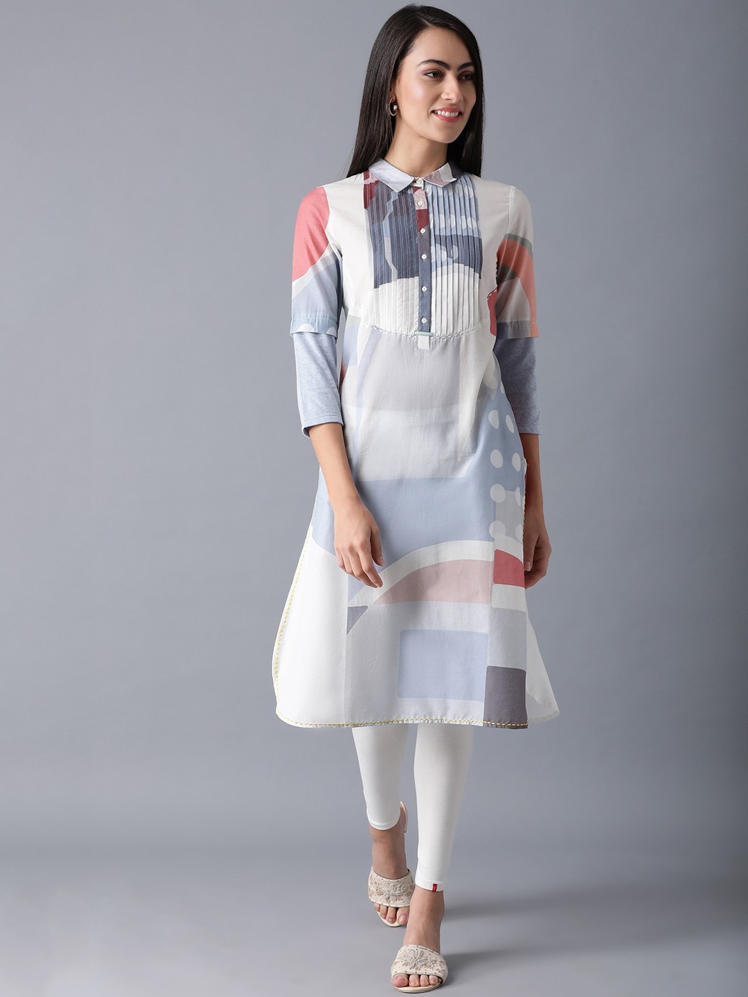 

W Women Blue Printed Kurta