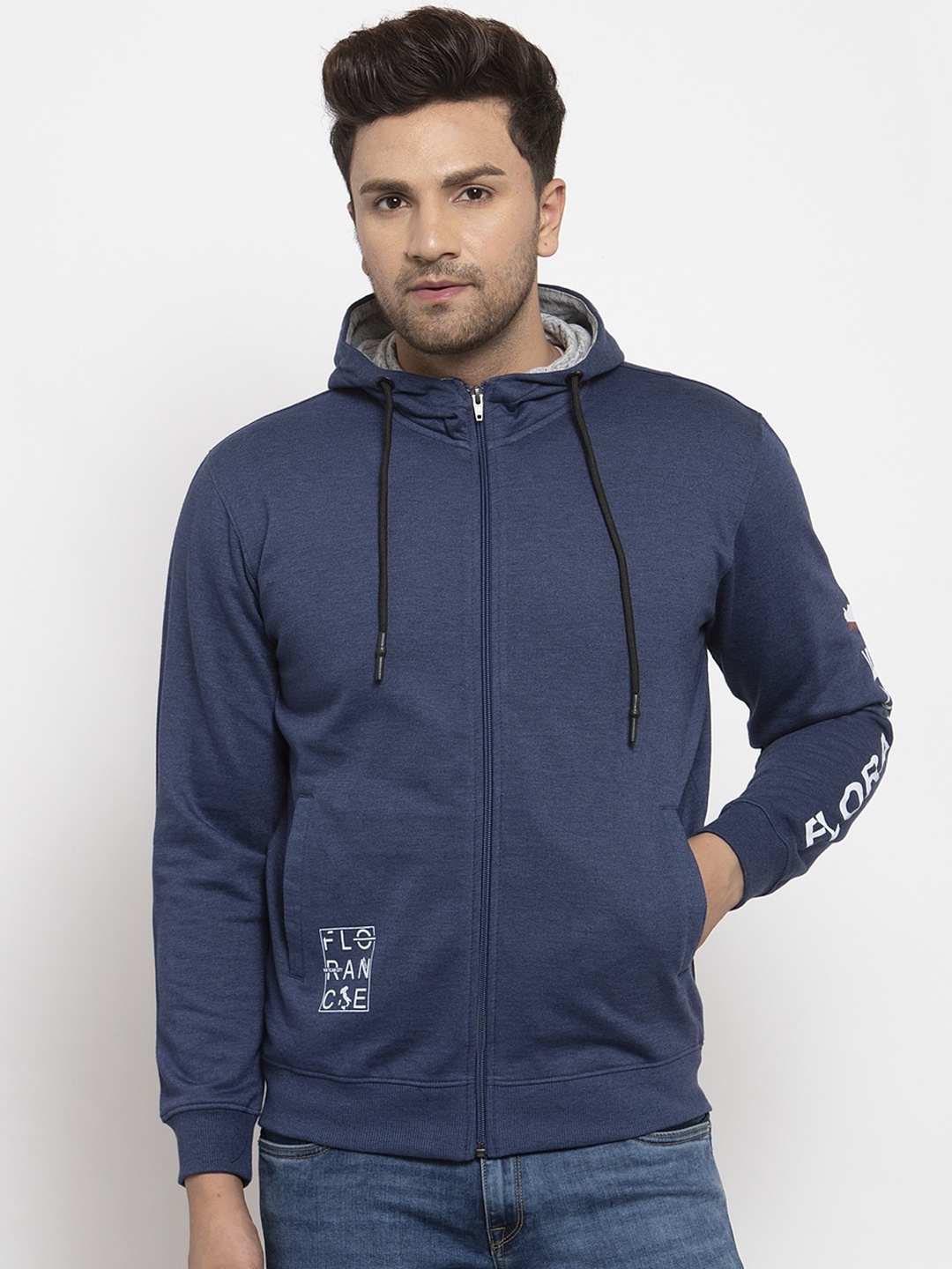 

Cantabil Men Blue Solid Hooded Sweatshirt