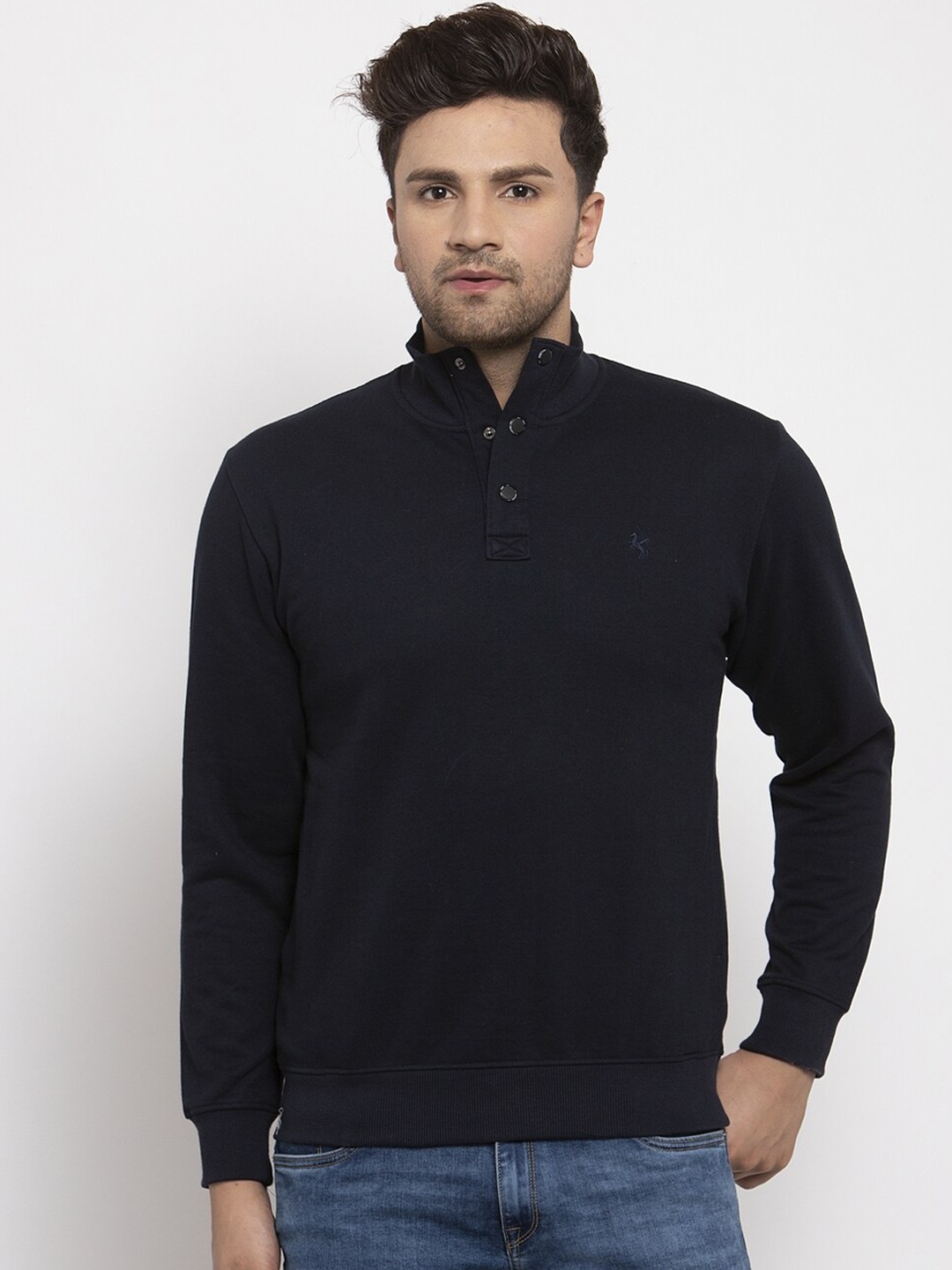 

Cantabil Men Navy Blue Solid Sweatshirt