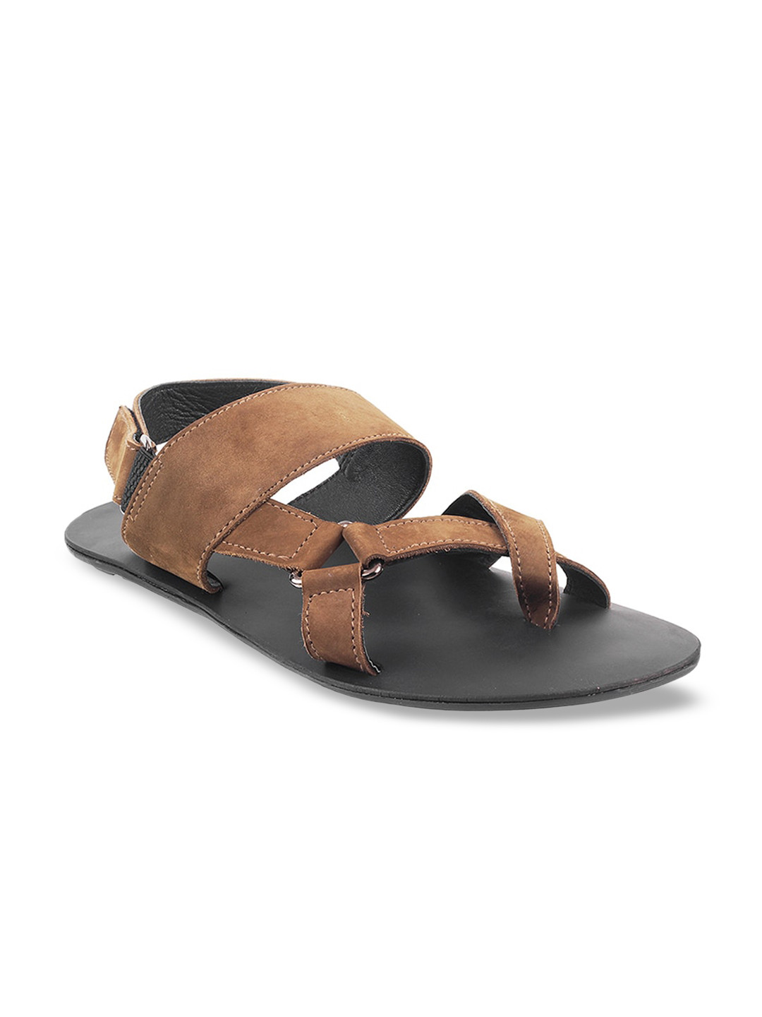 

Metro Men Tan Brown & Black Suede Comfort Sandals