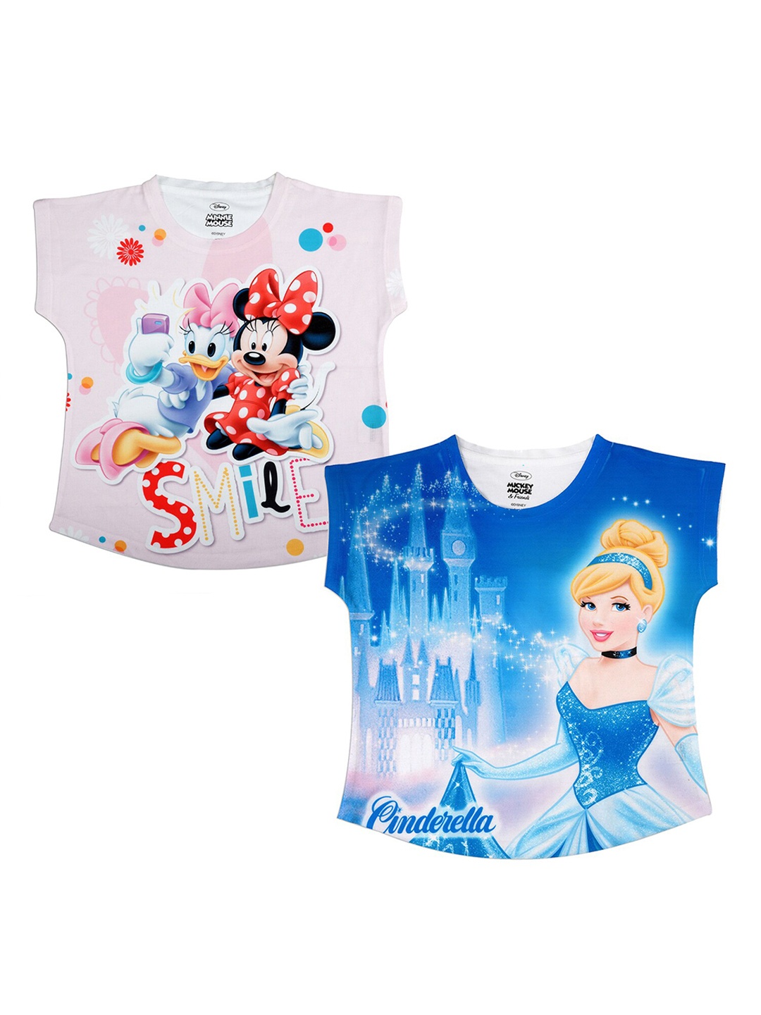 

Disney by Wear Your Mind Girls Pack Of 2 Printed Top, Pink