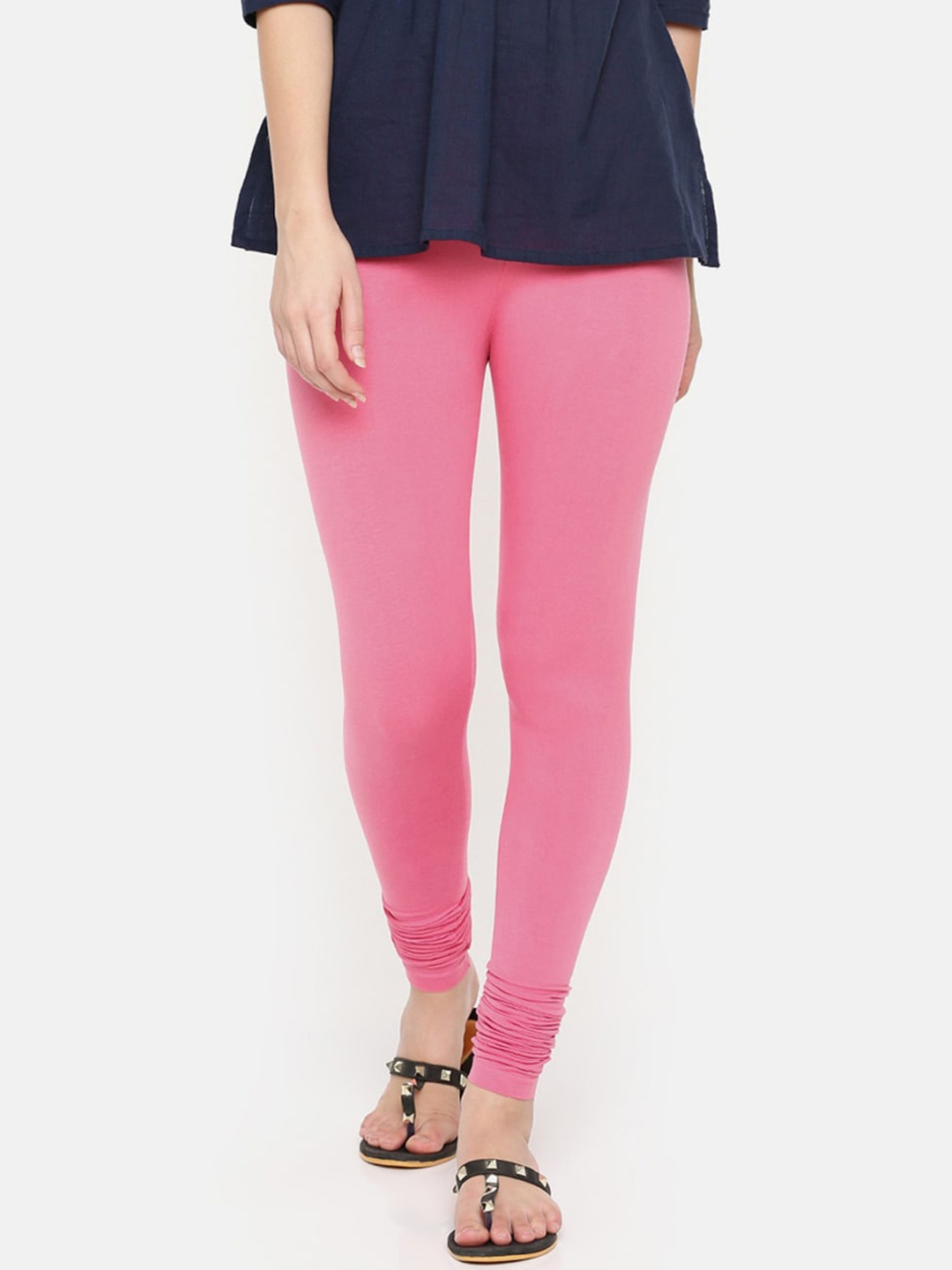 

De Moza Women Pink Solid Churidar-Length Leggings