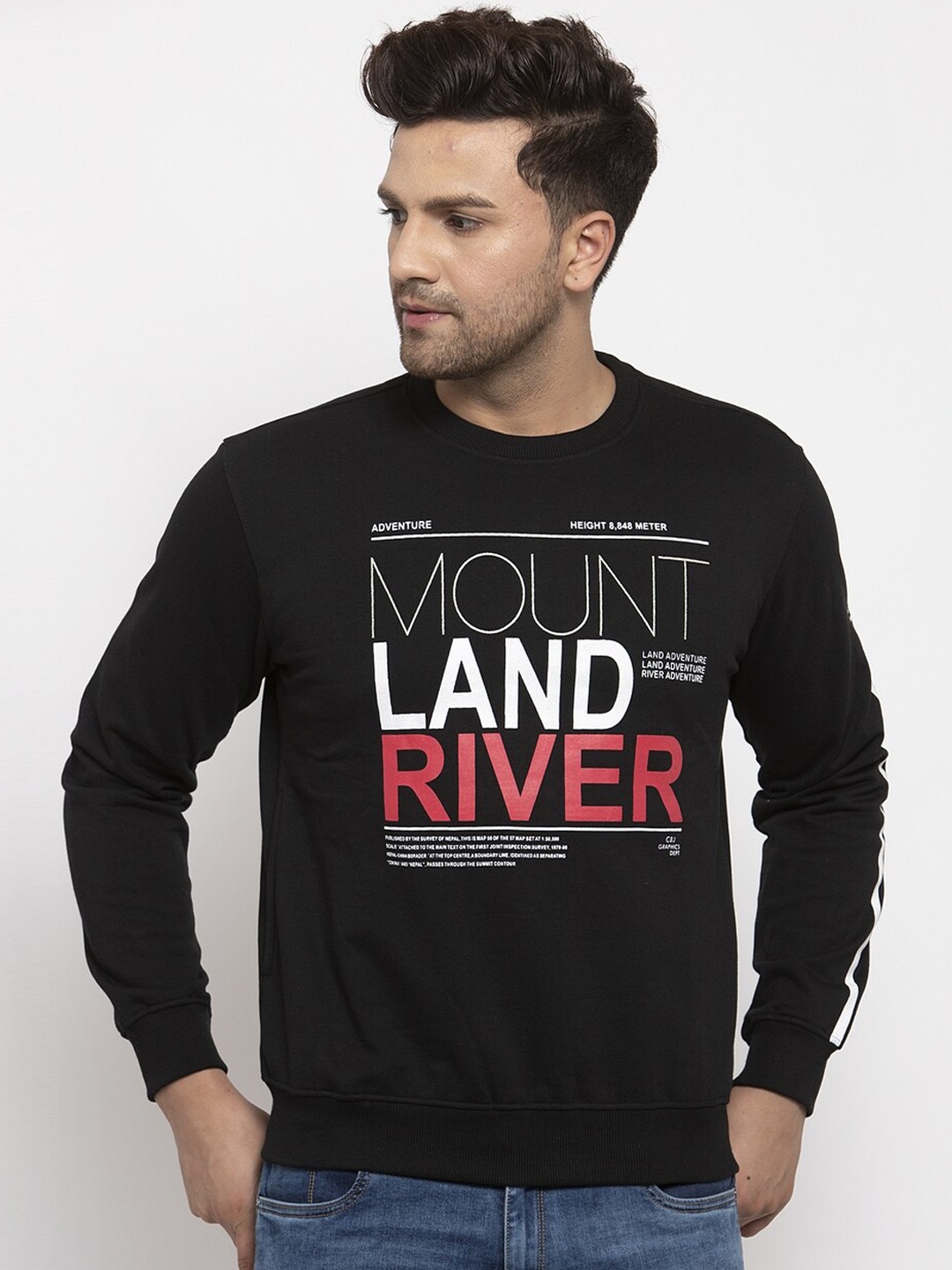 

Cantabil Men Black & White Printed Sweatshirt