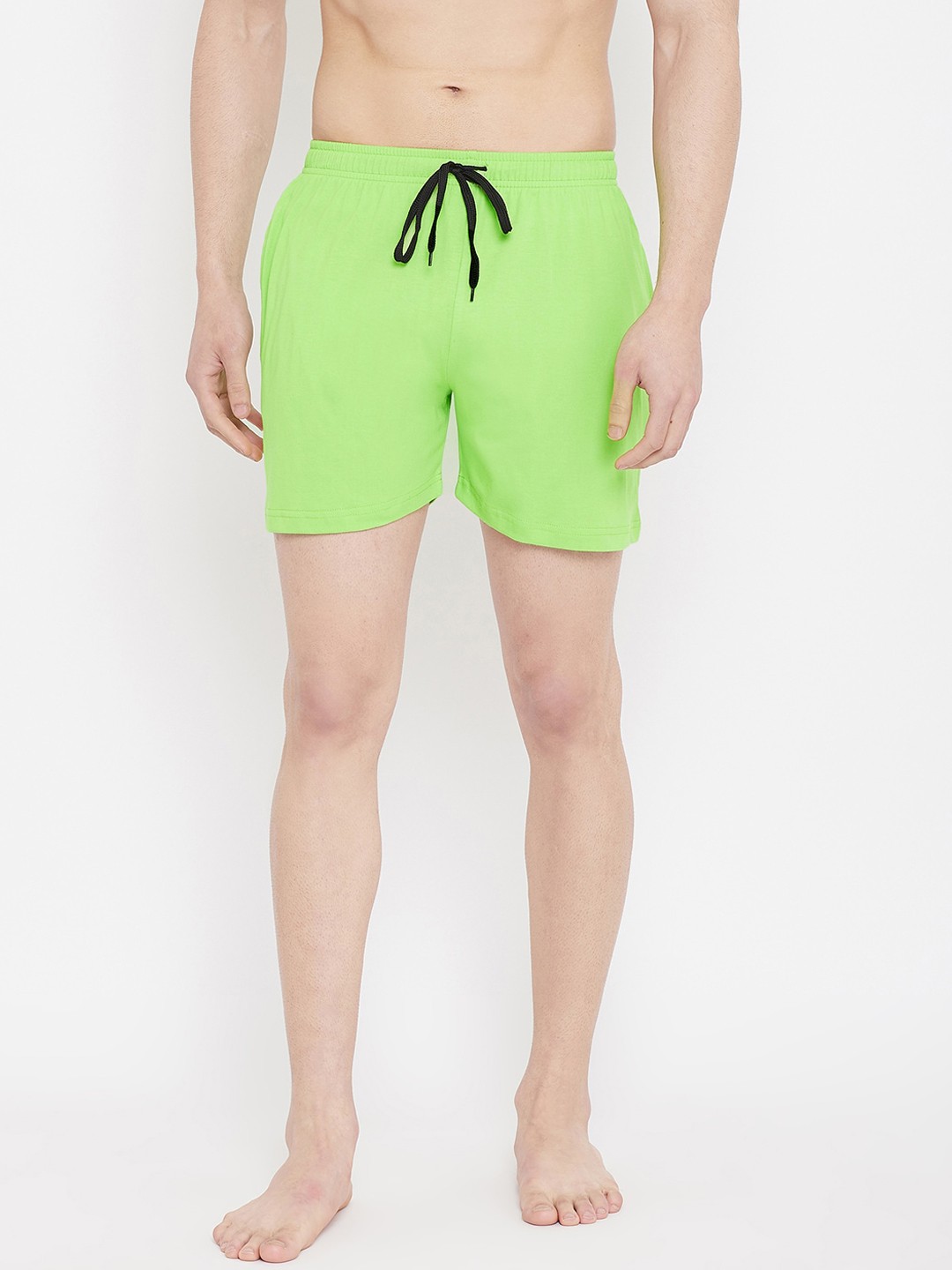 

Rodzen Men Fluorescent Green Solid Lounge Shorts