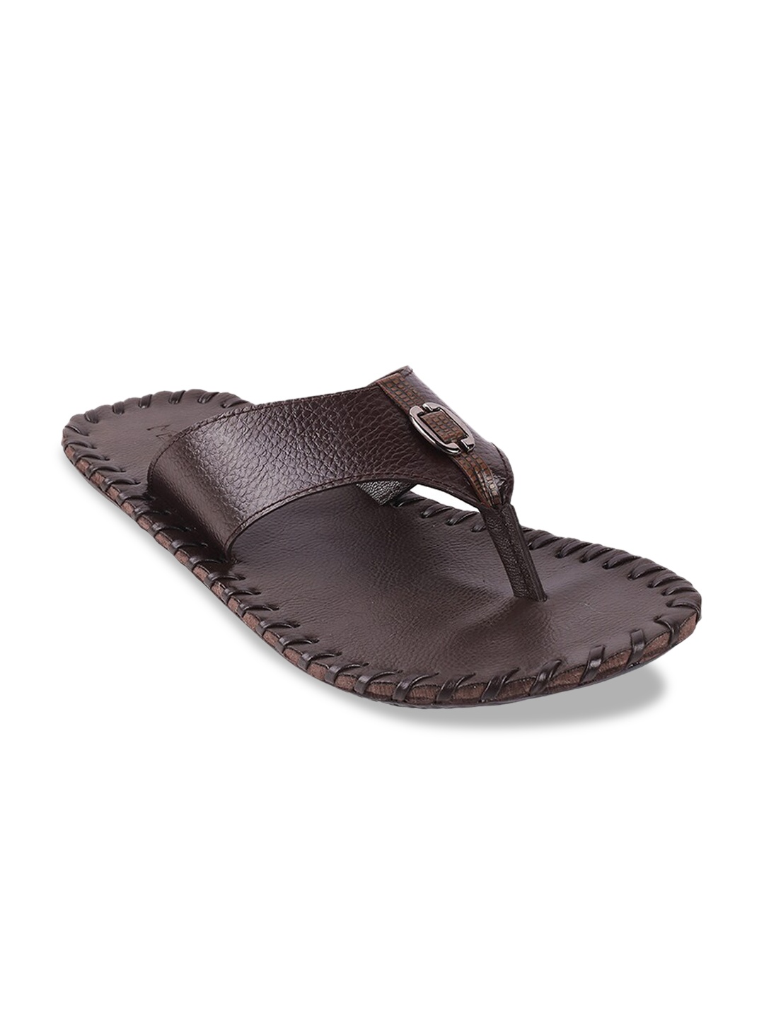 Metro Men Brown Leather Comfort Sandals