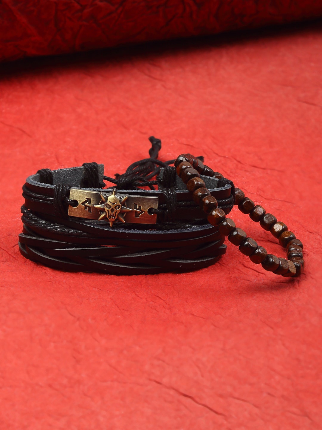 

Alvaro Castagnino Men Black Leather Wraparound Bracelet