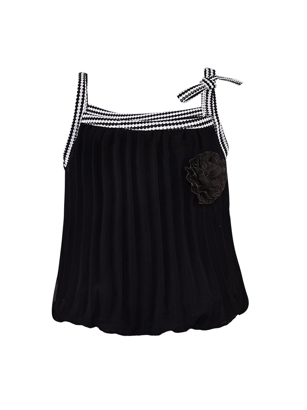 

Wish Karo Girls Black & White Solid Top with Skirt