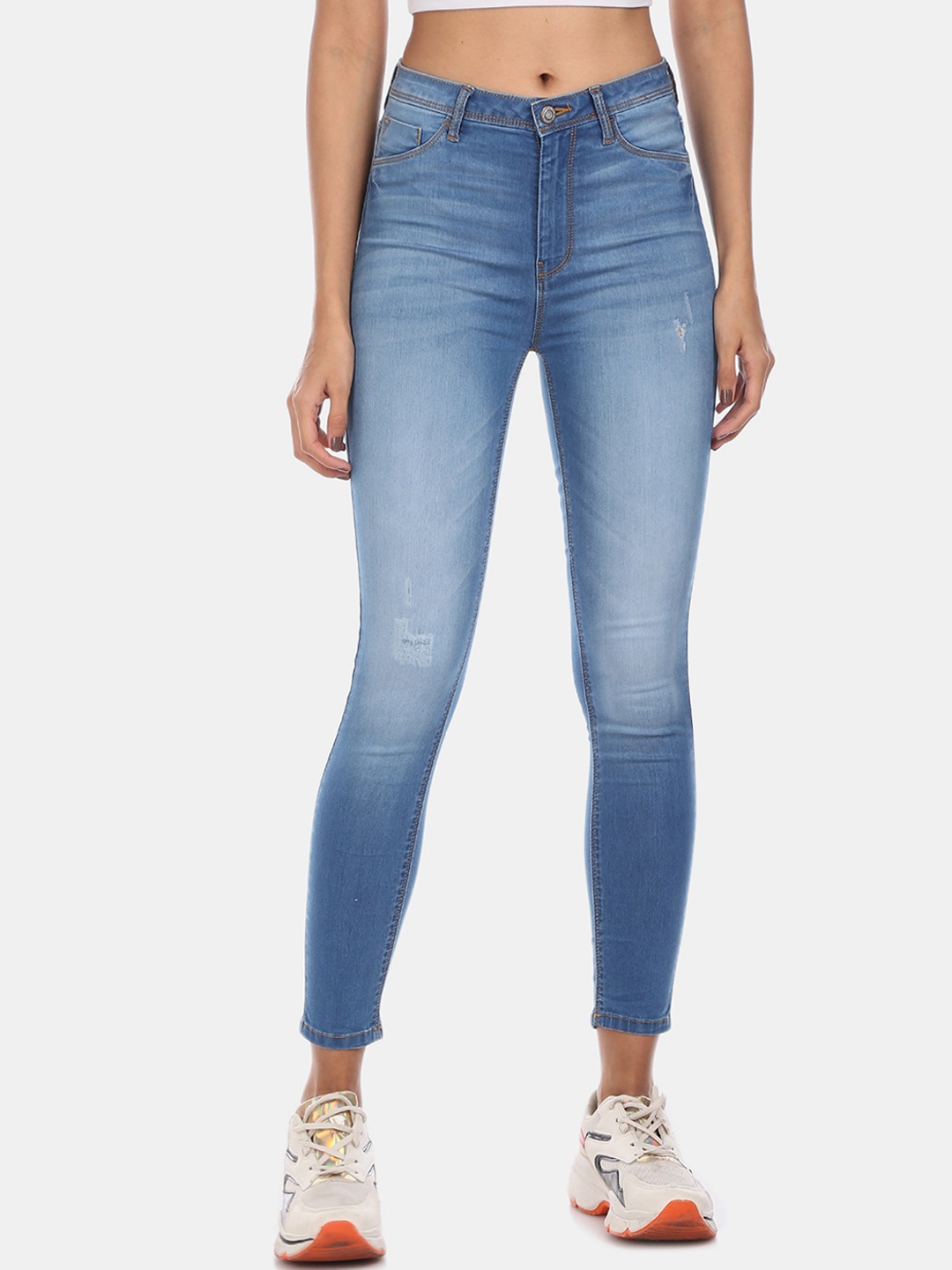 

Flying Machine Women Blue Washed Slim-Fit Jeggings