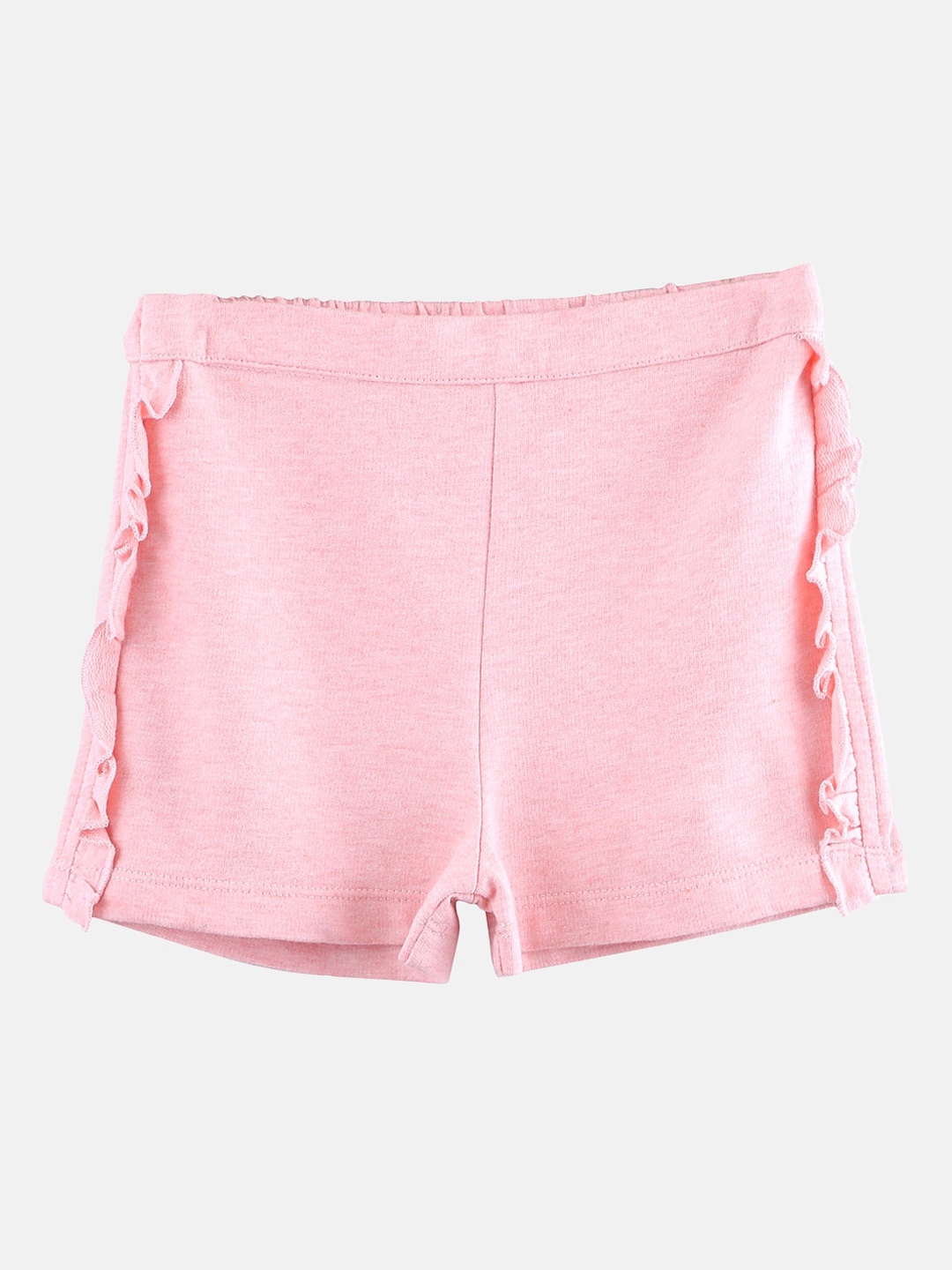 

Beebay Girls Pink Solid Regular Fit Ruffled Hot Pants