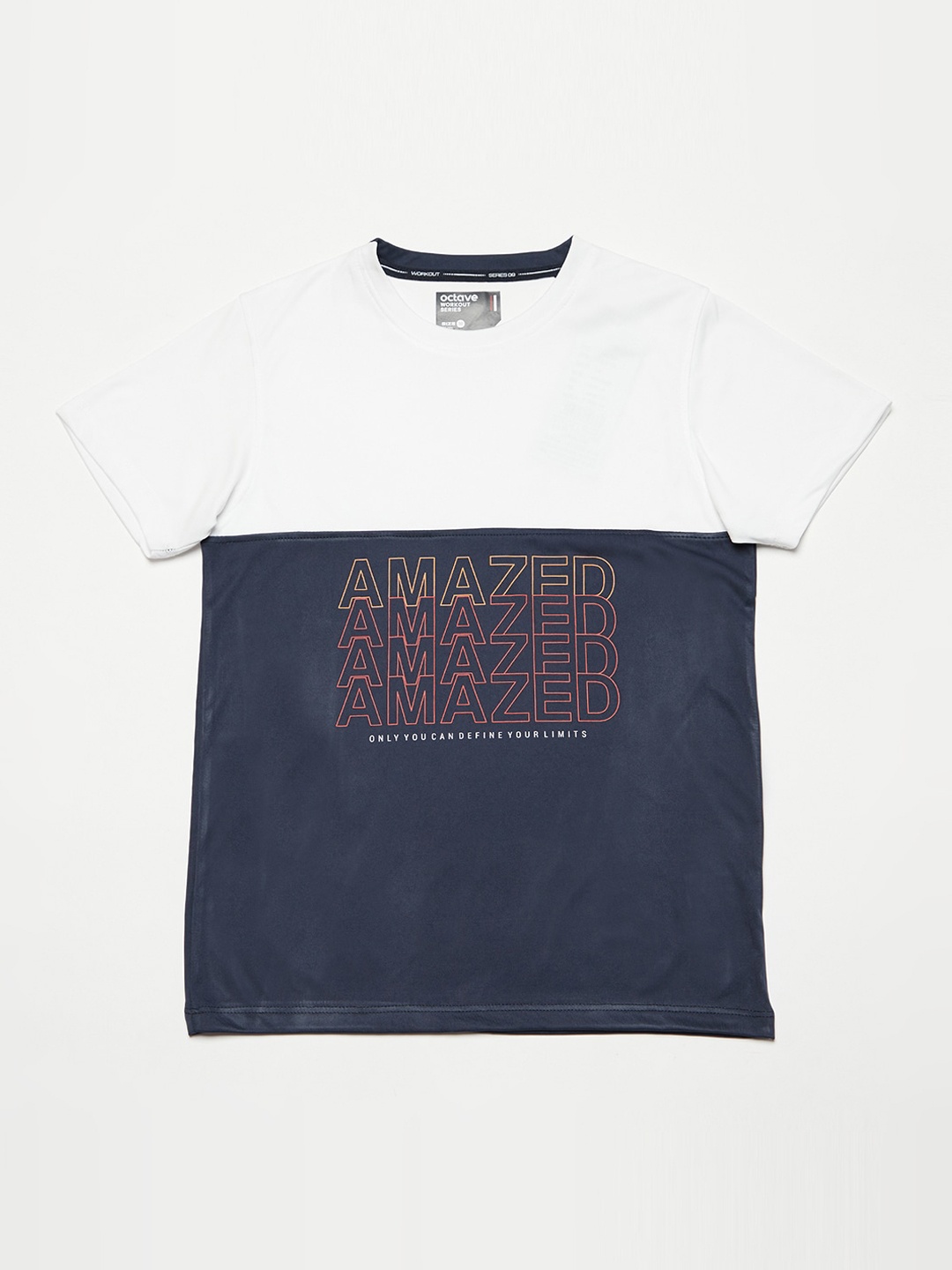 

Octave Boys White Colourblocked Round Neck T-shirt