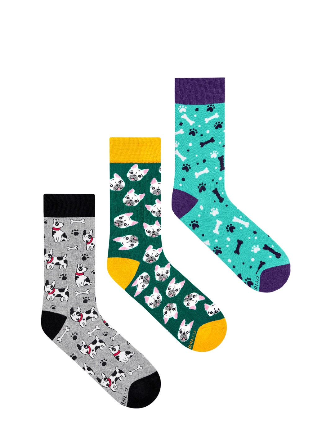 Dynamocks Unisex Pack Of 3 Patterned Sustainable Calf-Length Socks, Grey