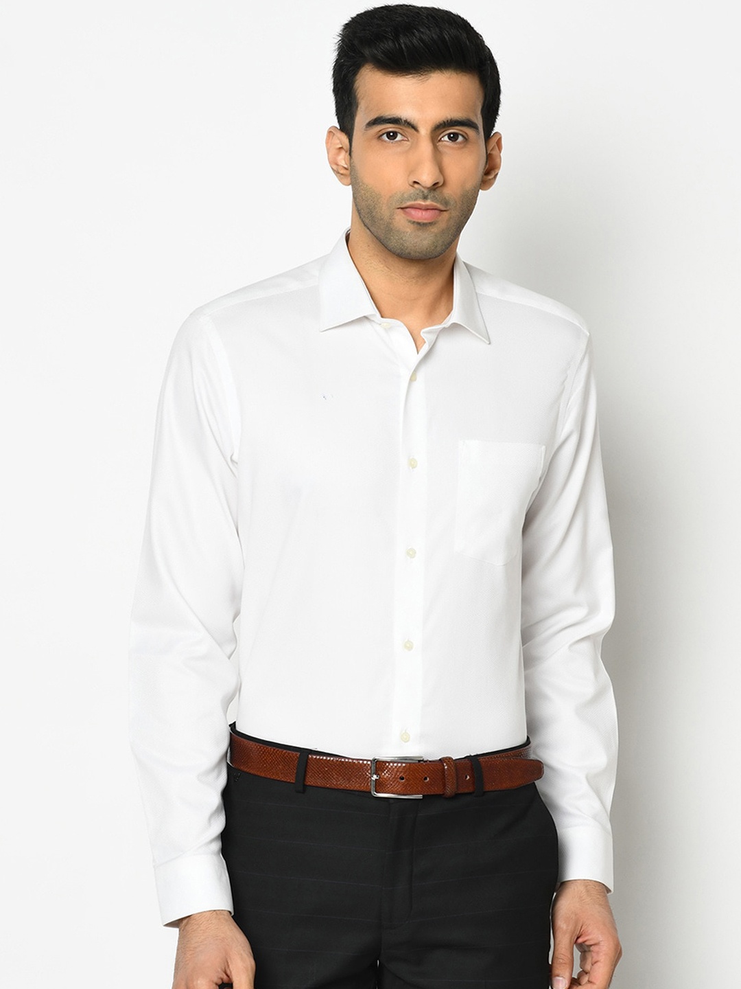 

Blackberrys Men White Slim Fit Self Design Formal Shirt