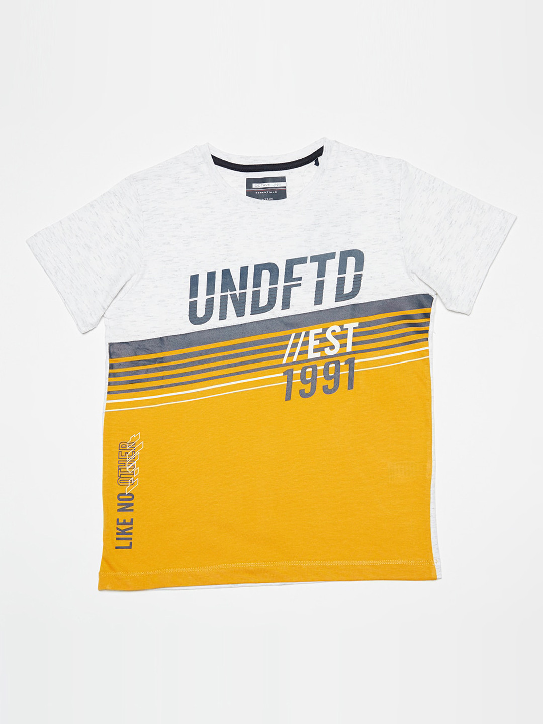 

Octave Boys Yellow & White Printed Round Neck T-shirt