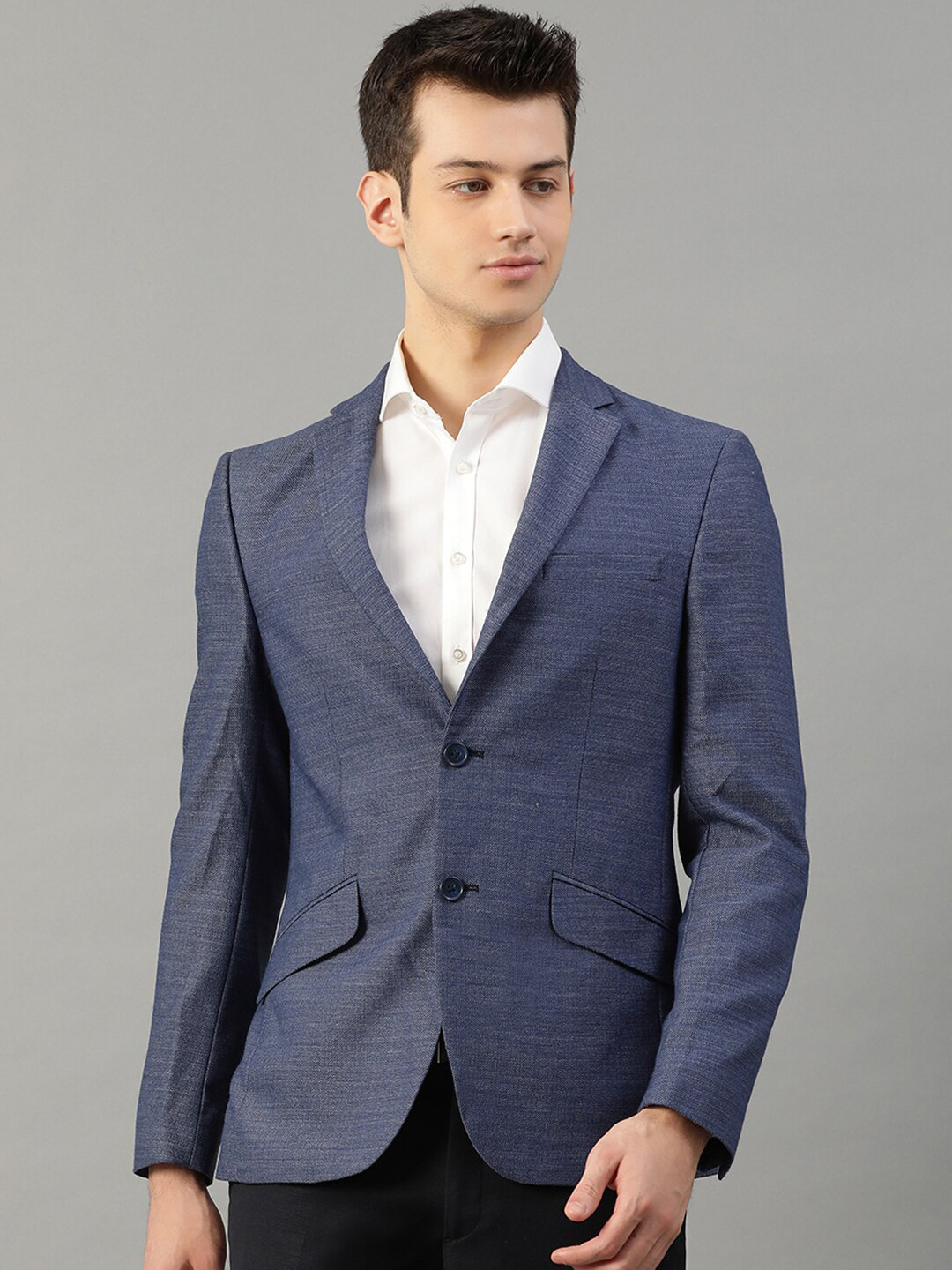 

Bruun & Stengade Men Blue Solid Slim-Fit Single-Breasted Formal Blazer