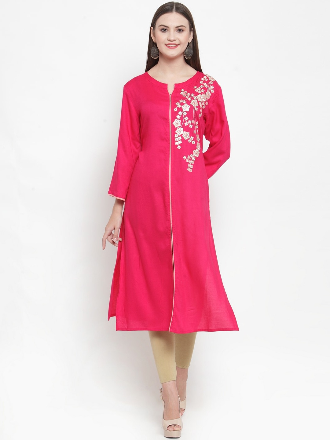 

WESTCLO Women Pink Floral Embroidered Kurta