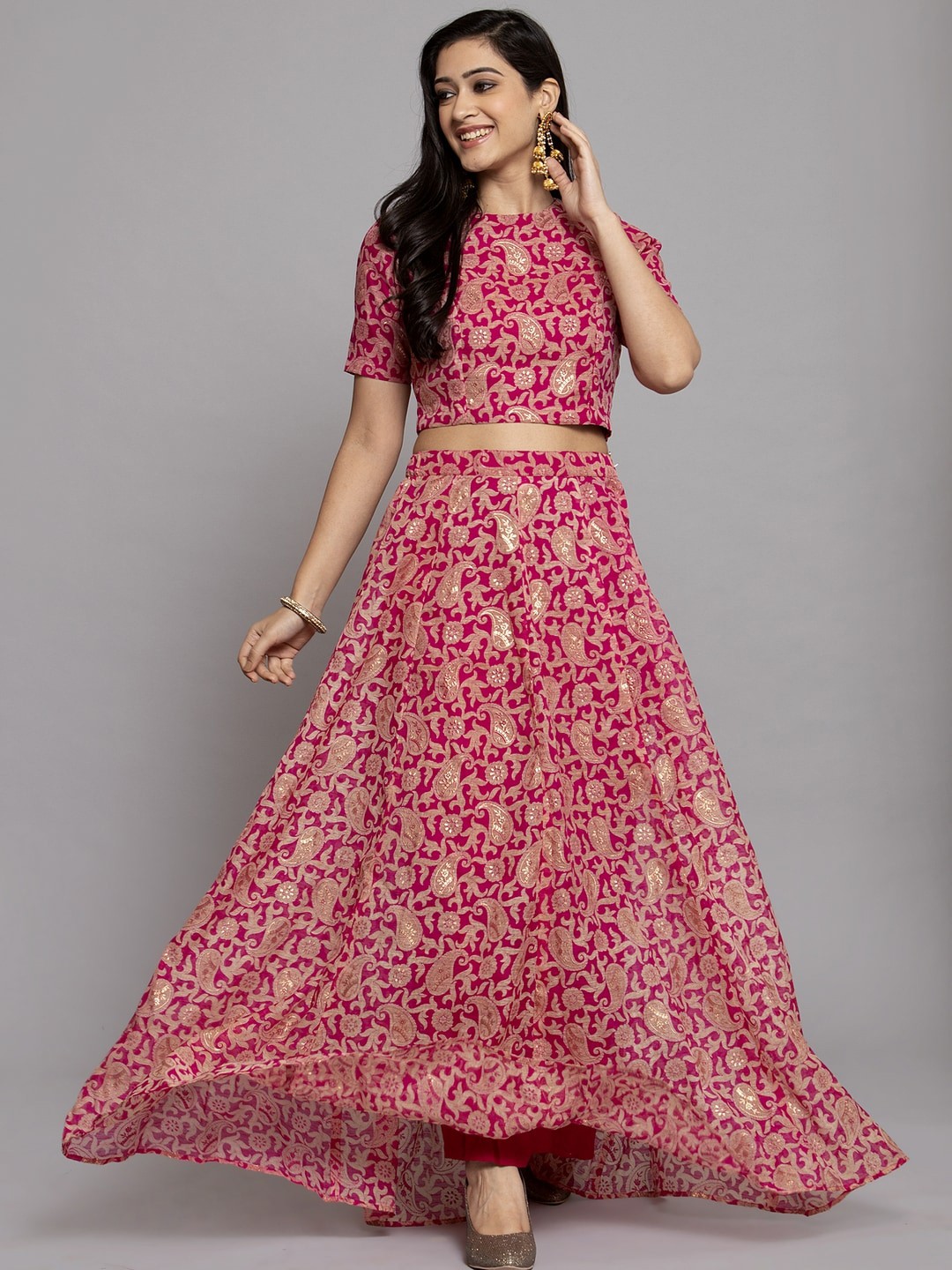 

Get Glamr Pink Ready to Wear Lehenga with Blouse