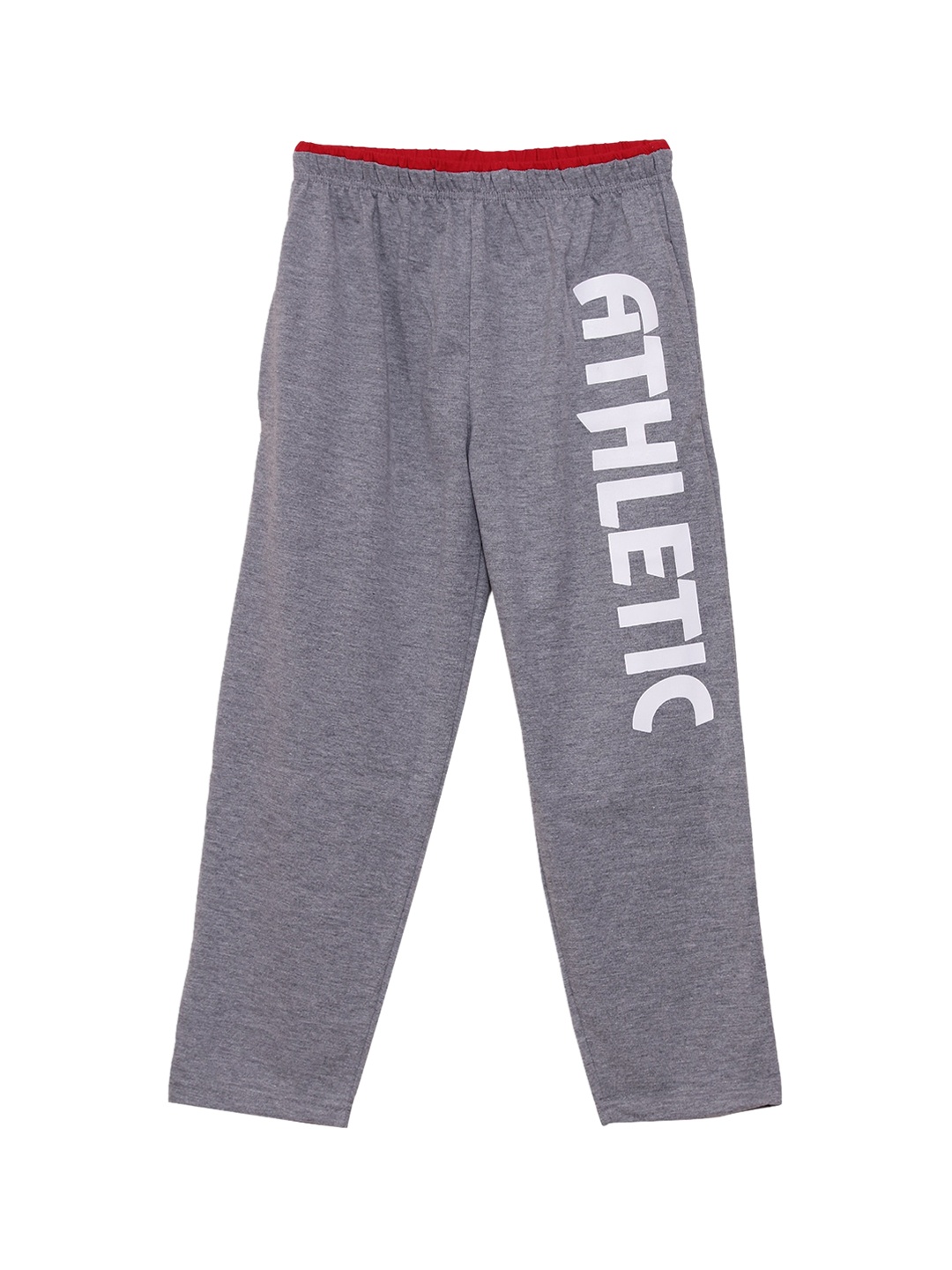 SWEET ANGEL Boys Grey Melange & White Printed Straight-Fit Track Pants