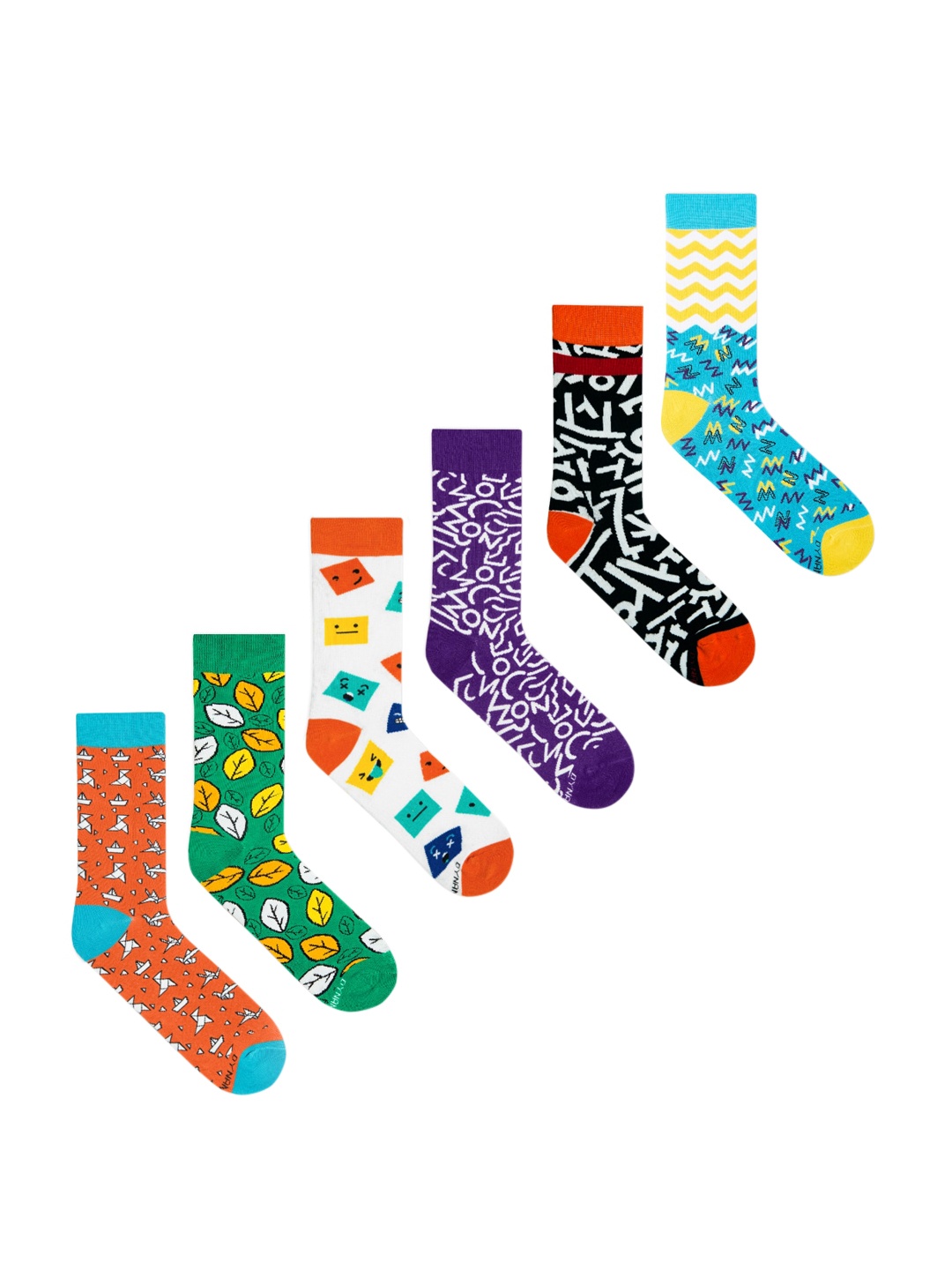 

Dynamocks Unisex Pack Of 6 Patterned Calf-Length Socks, Orange