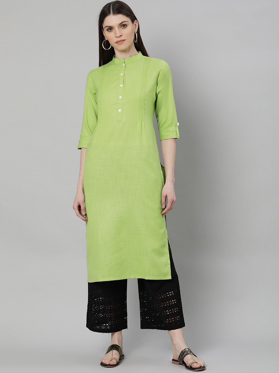 

GERUA Women Green Straight Kurta