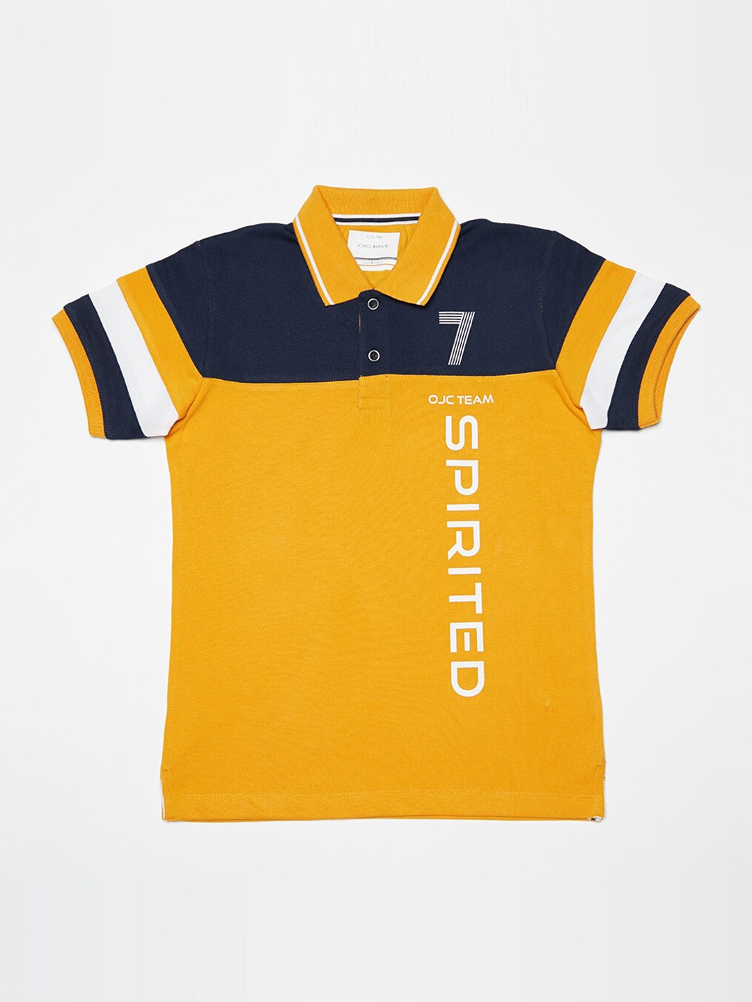 

Octave Boys Yellow Solid Polo Collar T-shirt