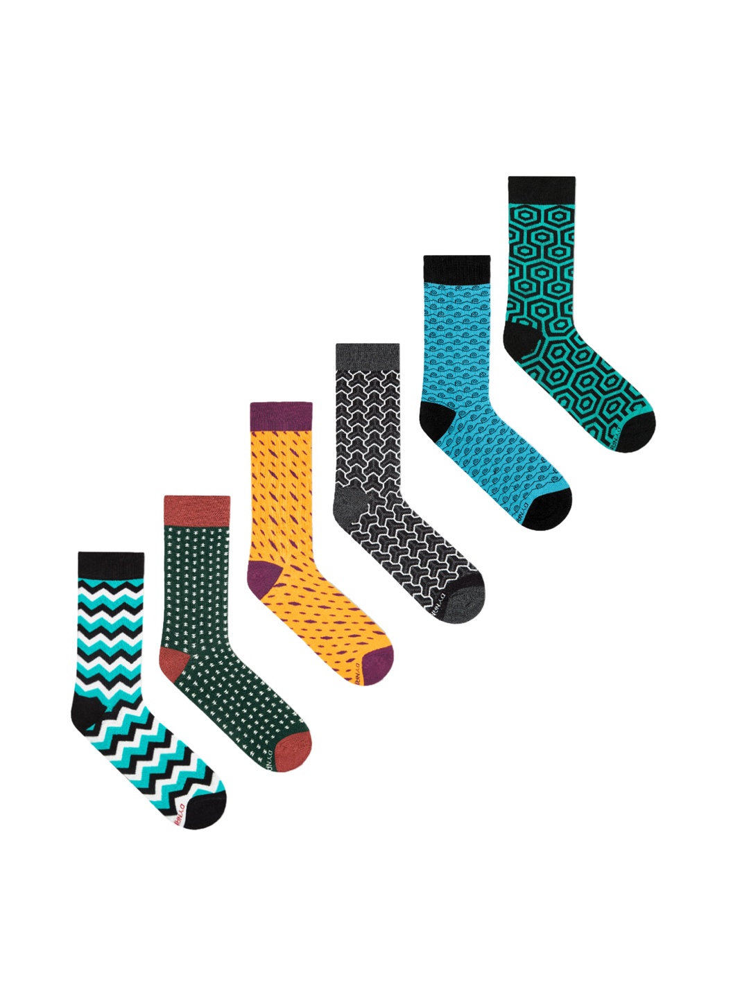 

Dynamocks Pack Of 6 Patterned Calf-Length Socks, Black