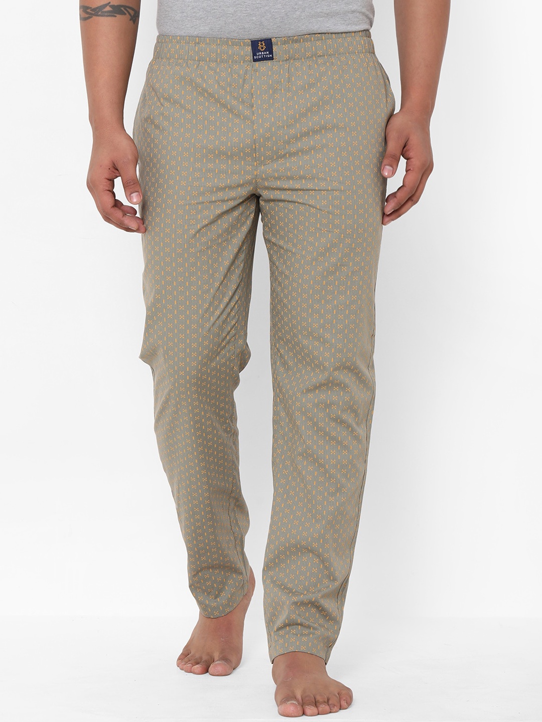 

URBAN SCOTTISH Men Beige Printed Cotton Lounge Pants