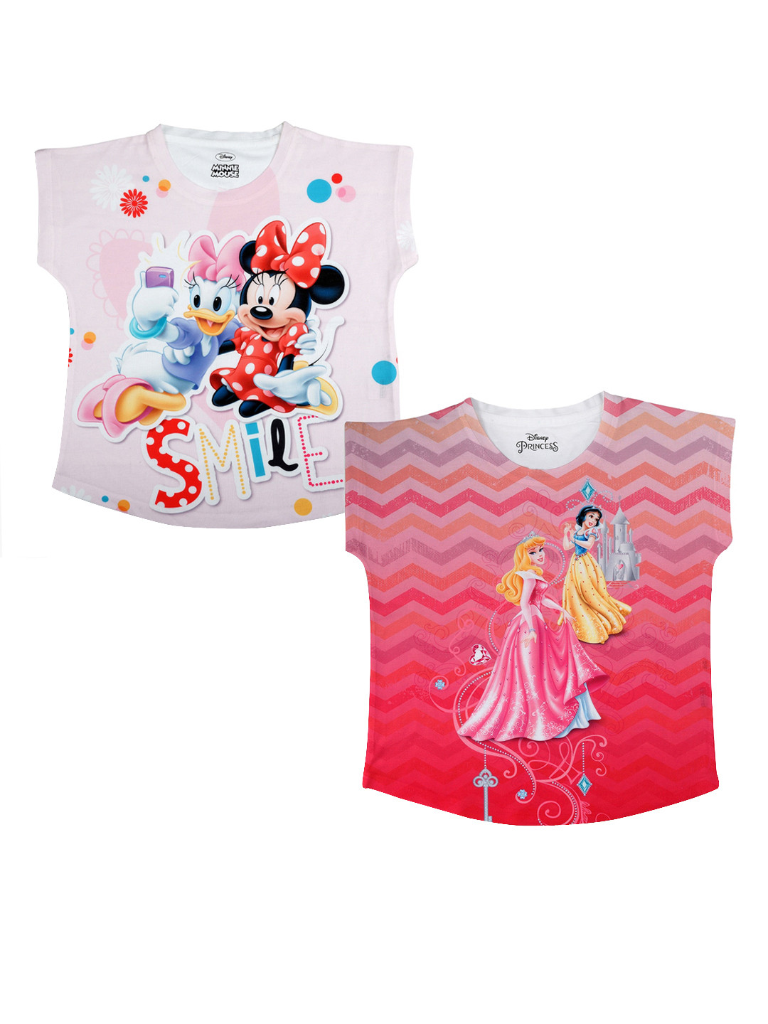 

Disney by Wear Your Mind Girls Pack of 2 Multicoloured Princes & Minnie Printed Top, Multi
