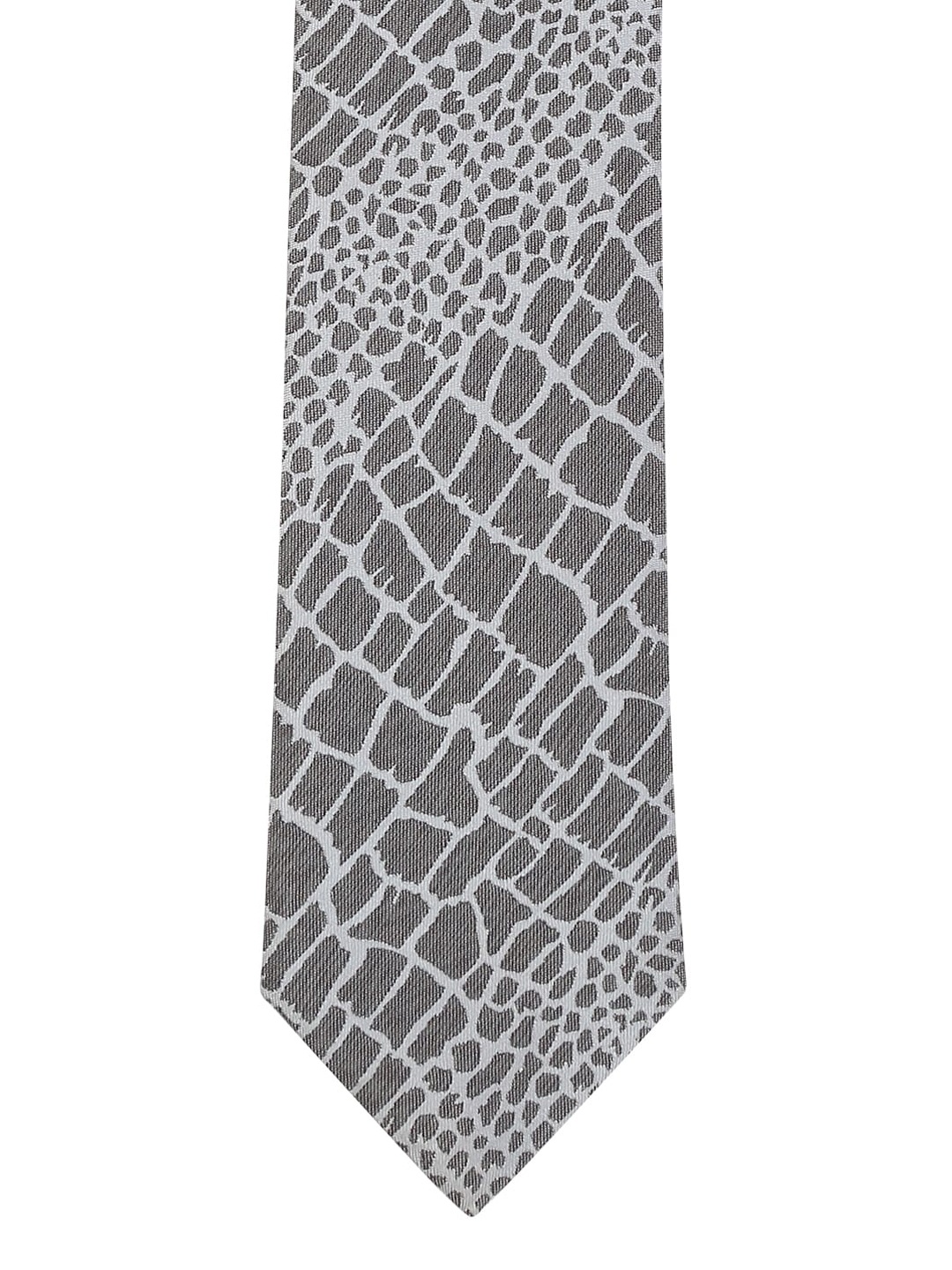 

Alvaro Castagnino Grey & Off-White Printed Broad Tie