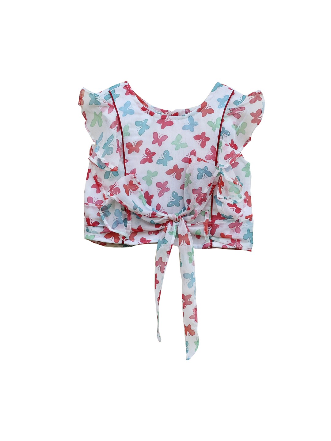 

My Little Lambs White Printed Chiffon Top