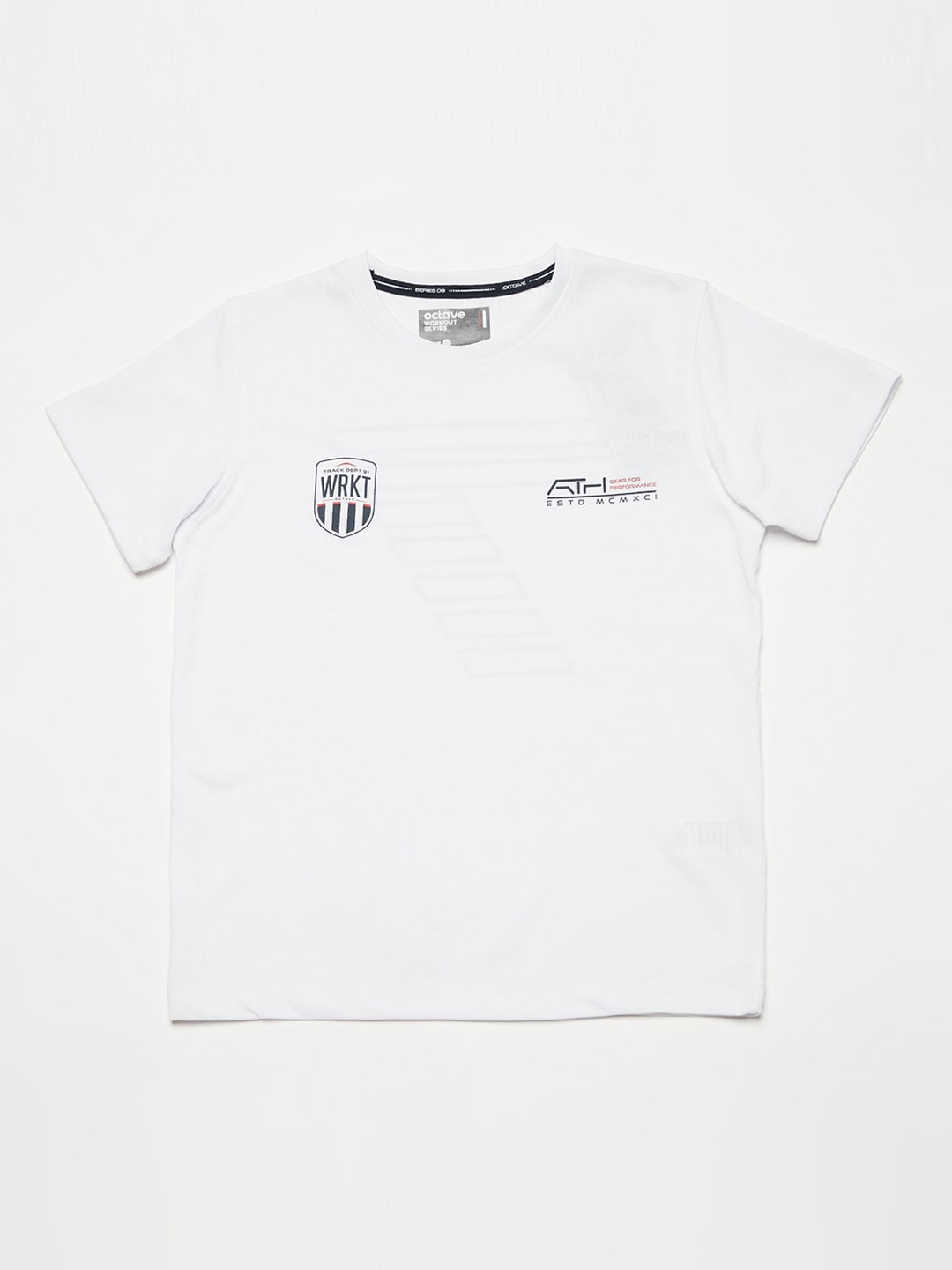 

Octave Boys White Printed Round Neck T-shirt
