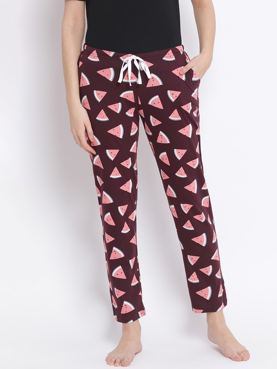 

Kanvin Women Burgundy & Pink Printed Lounge Pants