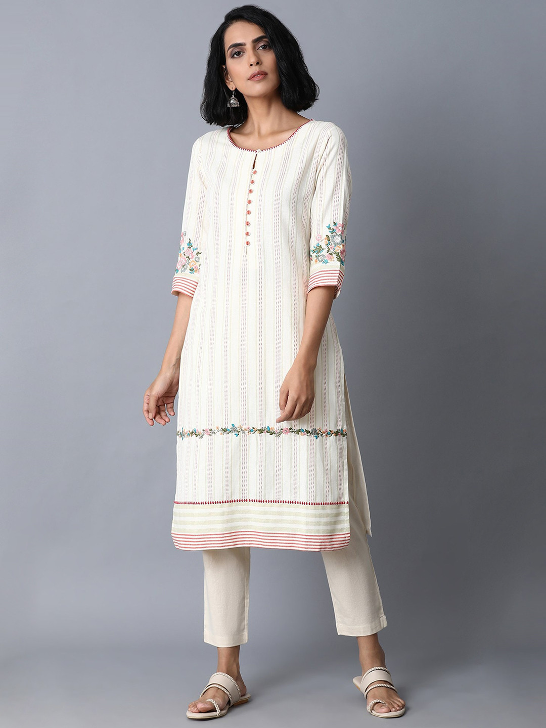 

W Women Off-White Sequins Kurta