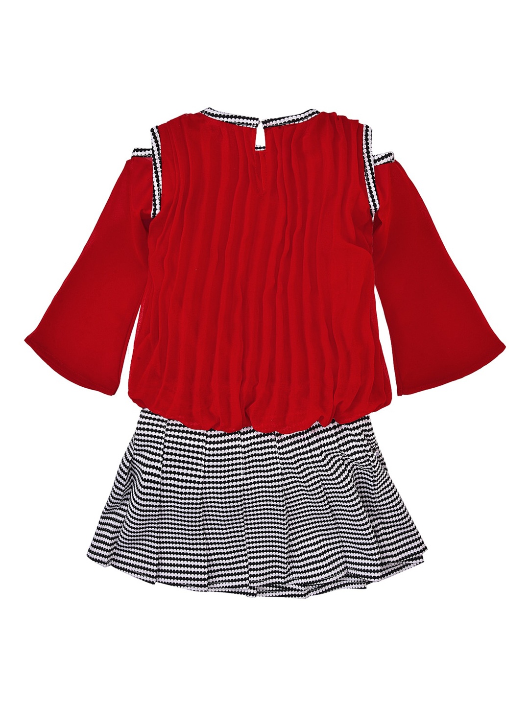 

Wish Karo Girls Red & Black Solid Top with Skirt