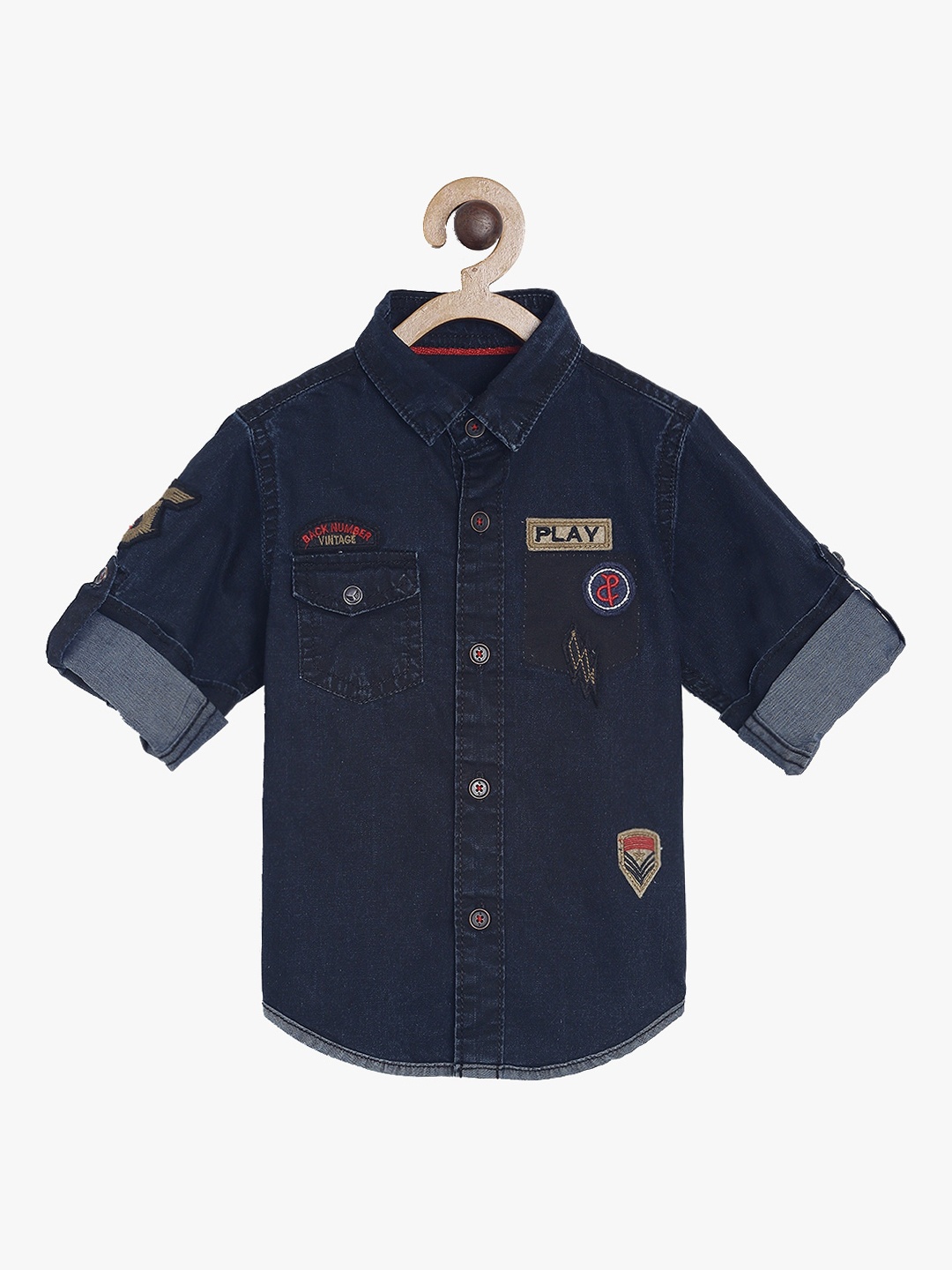 

TALES & STORIES Boys Navy Blue Regular Fit Solid Casual Shirt