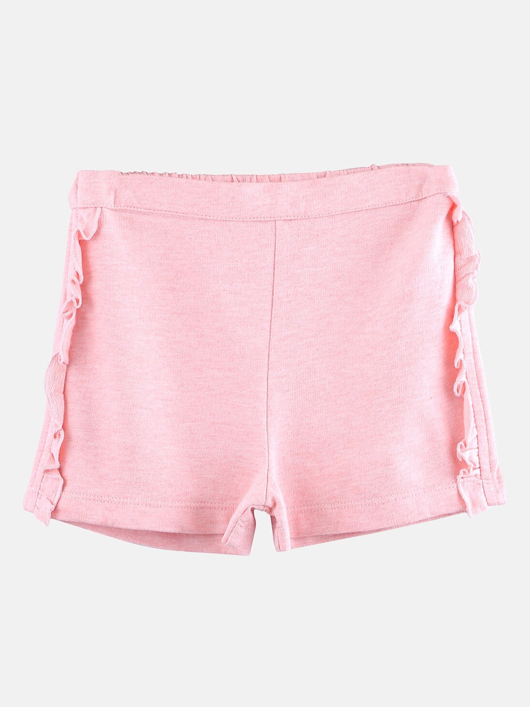 

Beebay Girls Pink Solid Regular Fit Ruffled Knitted Shorts
