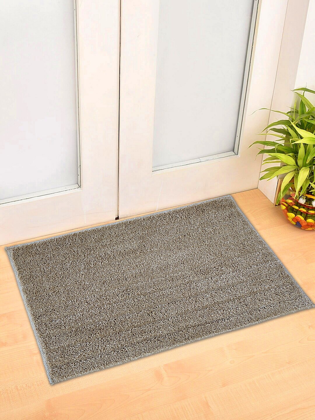 

Ariana Cream Micro Plush Stripes Set of 2 Bath cum Door Rug