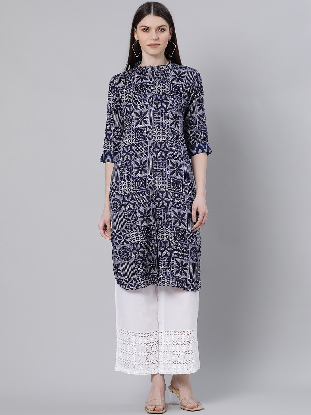 

Gerua By Libas Women Blue Geometric Printed Kurta