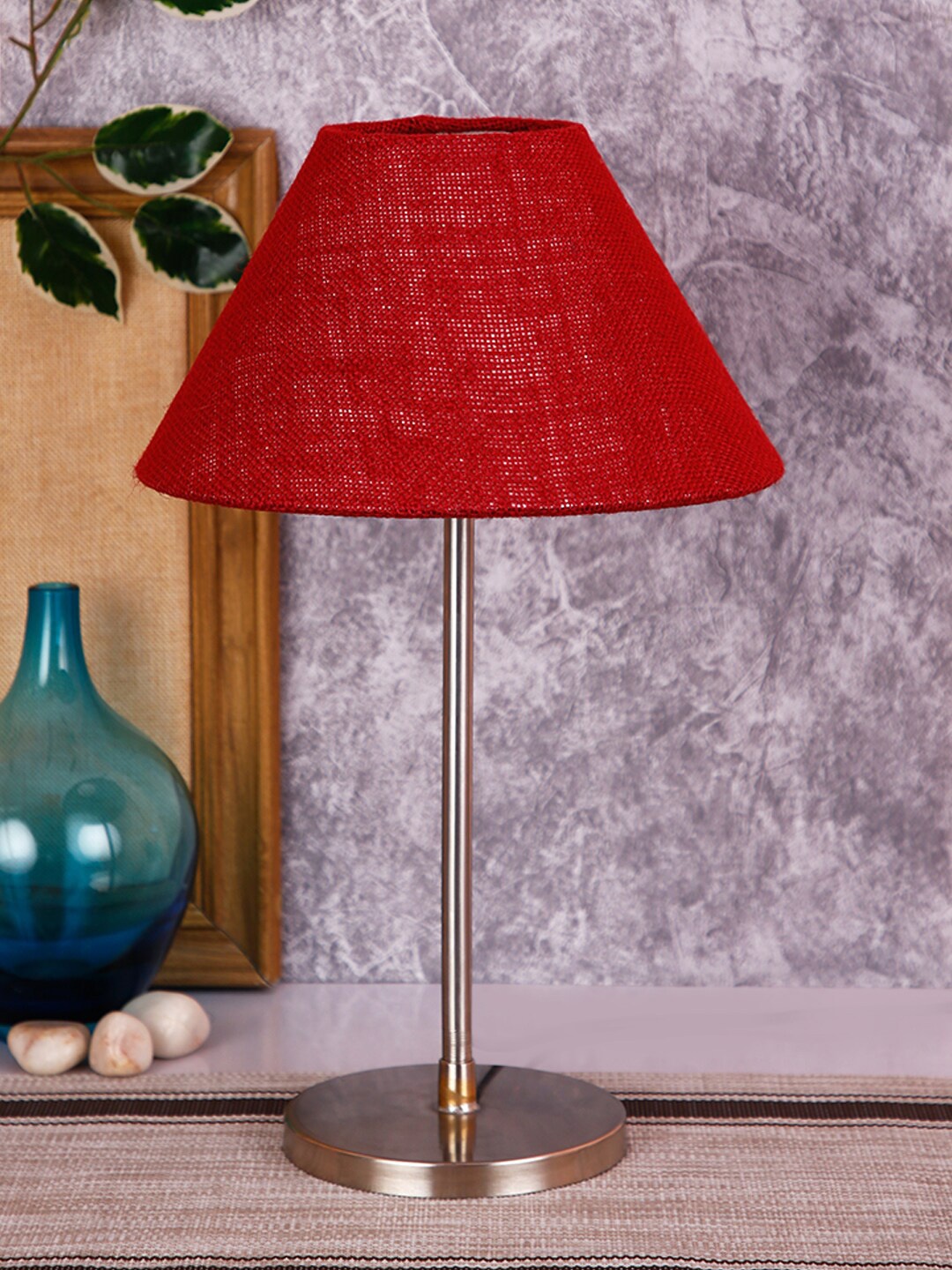 Devansh Maroon Solid Traditional Bedside Standard Lamp