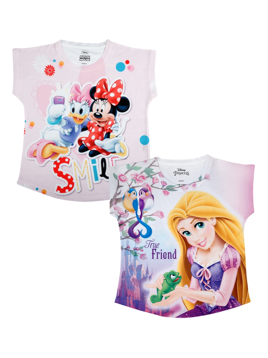 

Disney by Wear Your Mind Girls Pack of 2 Printed Tops, Pink