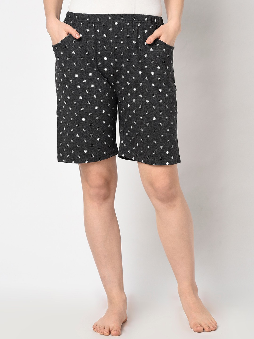 

Espresso Women Charcoal & White Printed Lounge Shorts