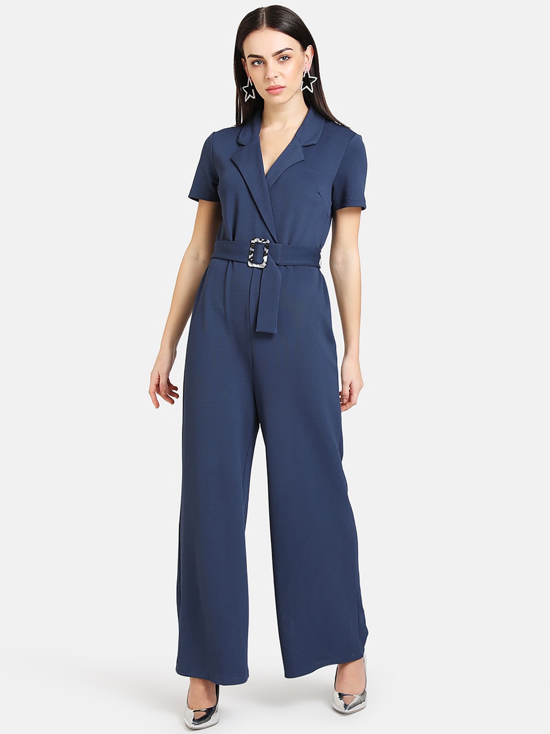 

Kazo Women Navy Blue Solid Basic Jumpsuit