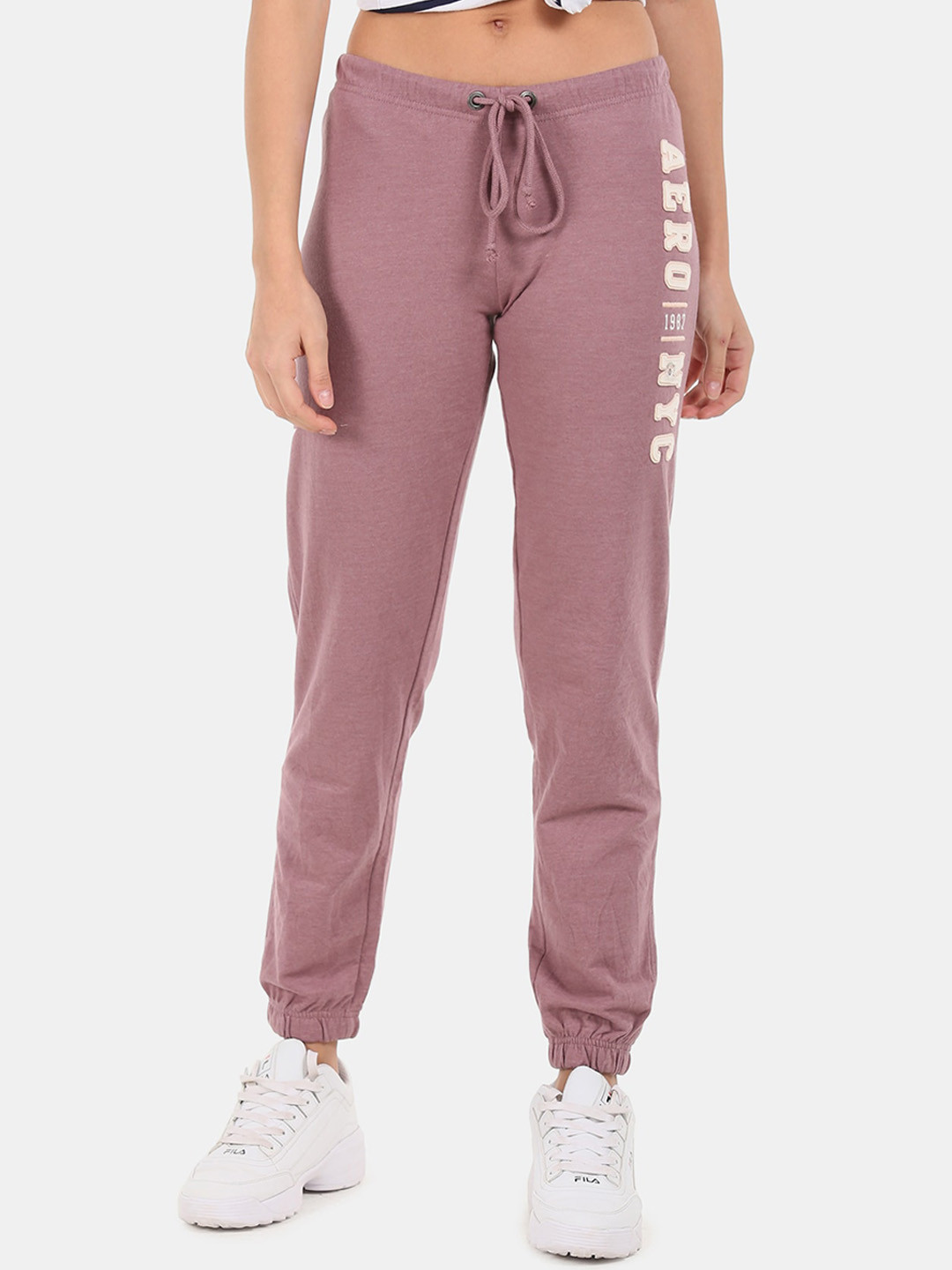 

Aeropostale Women Purple Brand Logo Straight-Fit Joggers
