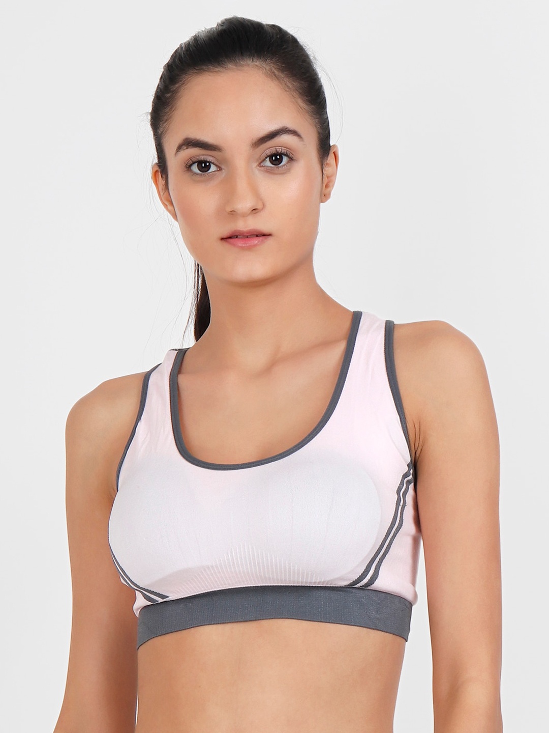

Lebami Pink Solid Non-Wired Removable Padding Workout Bra 3606 Pink_30C