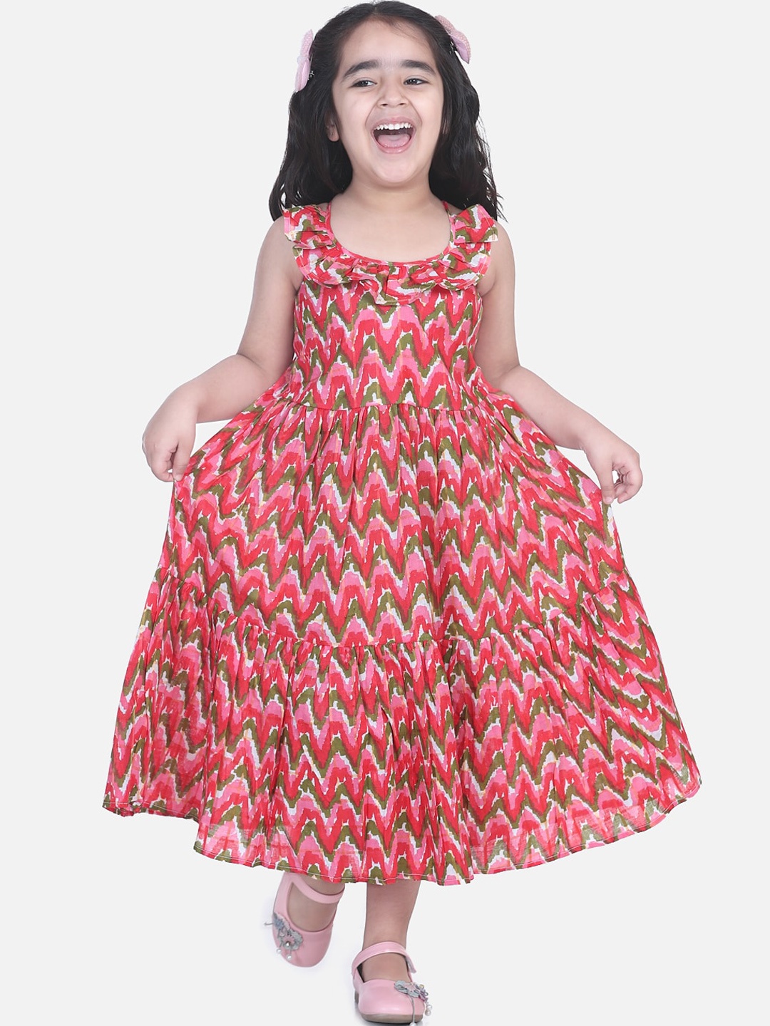 

BownBee Girls Pink Printed Fit and Flare Dress