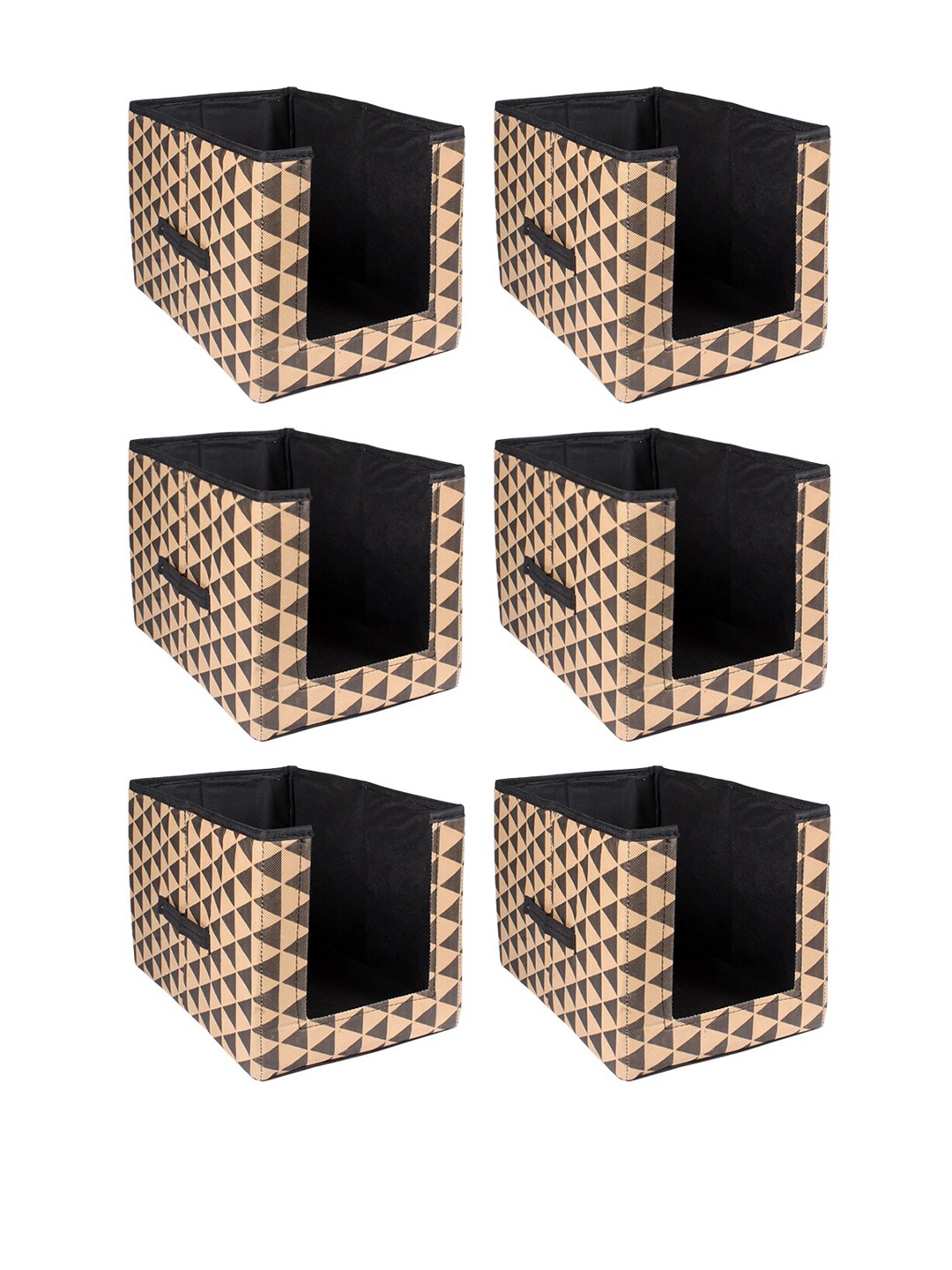 

prettykrafts Set Of 6 Brown & Black Printed Shirt Stacker Closet Organizer