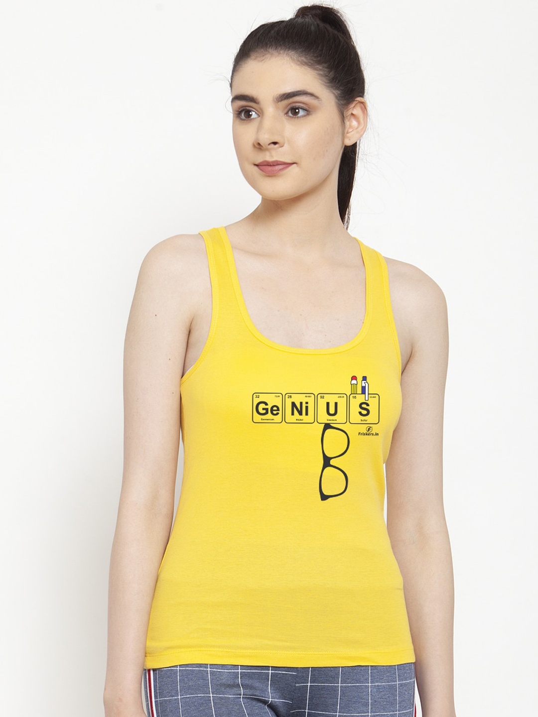 

Friskers Women Yellow & Black Printed Camisole